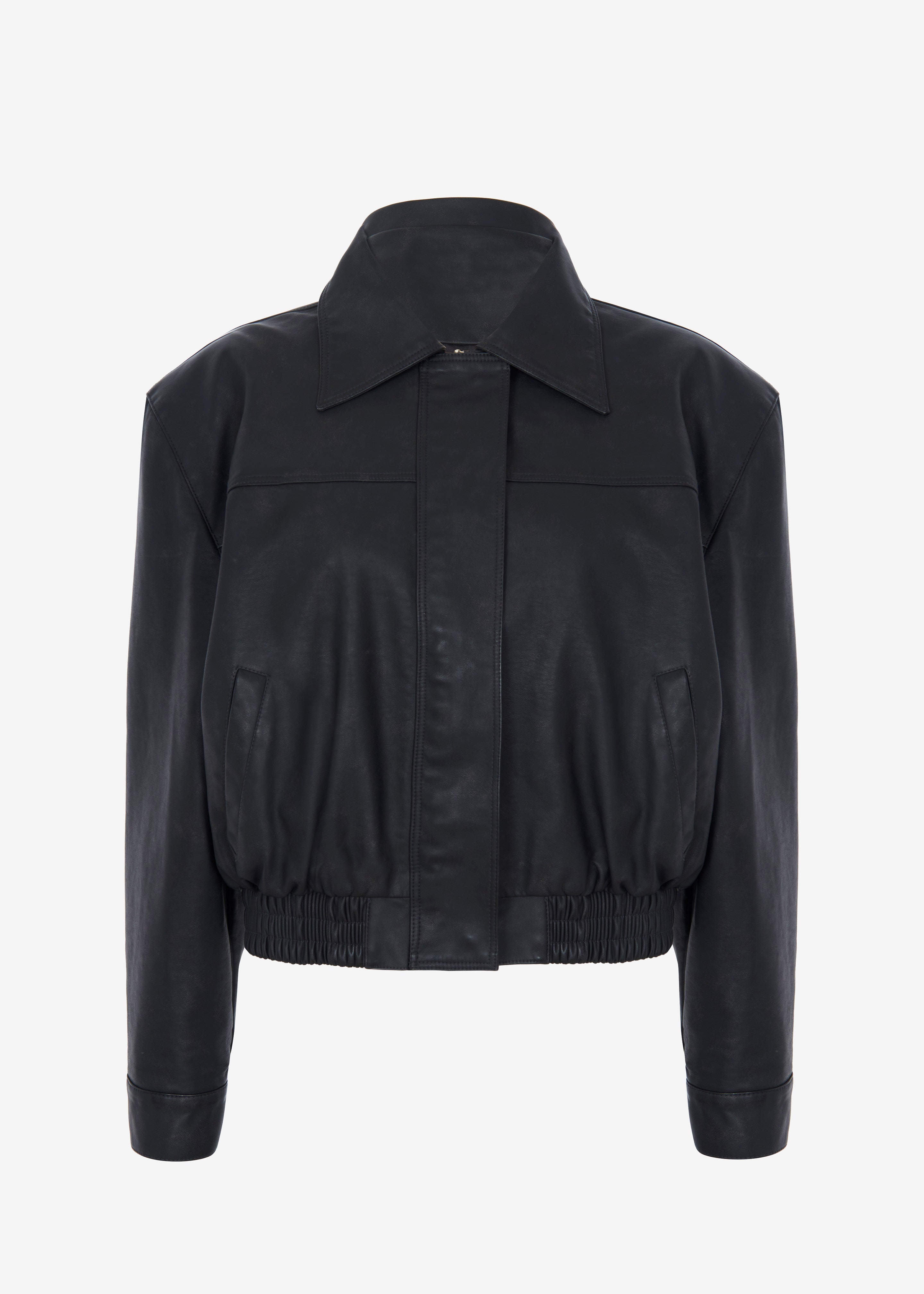 Jaden Faux Leather Bomber - Black - 9