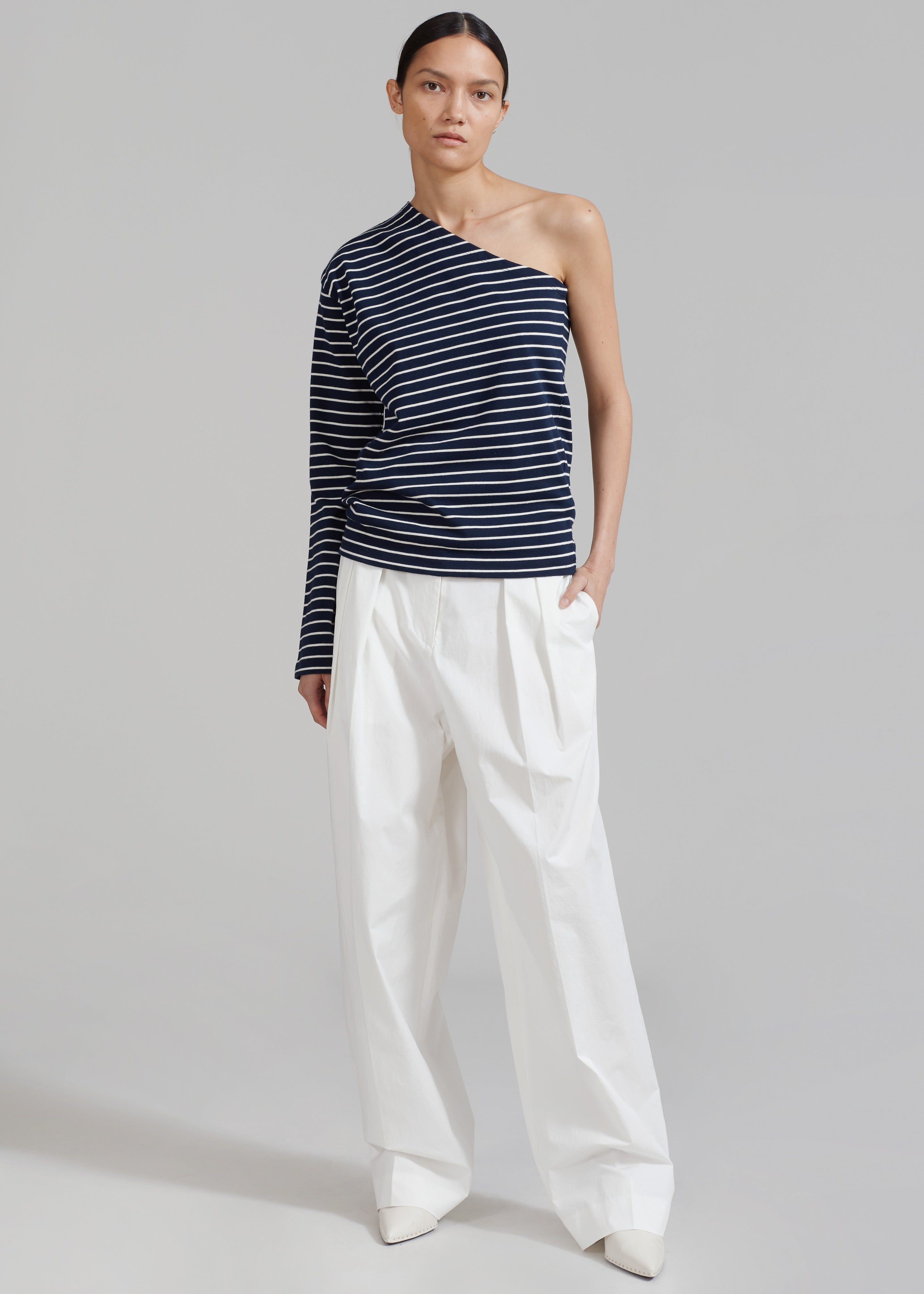 Jean One Shoulder Top - Navy - 4