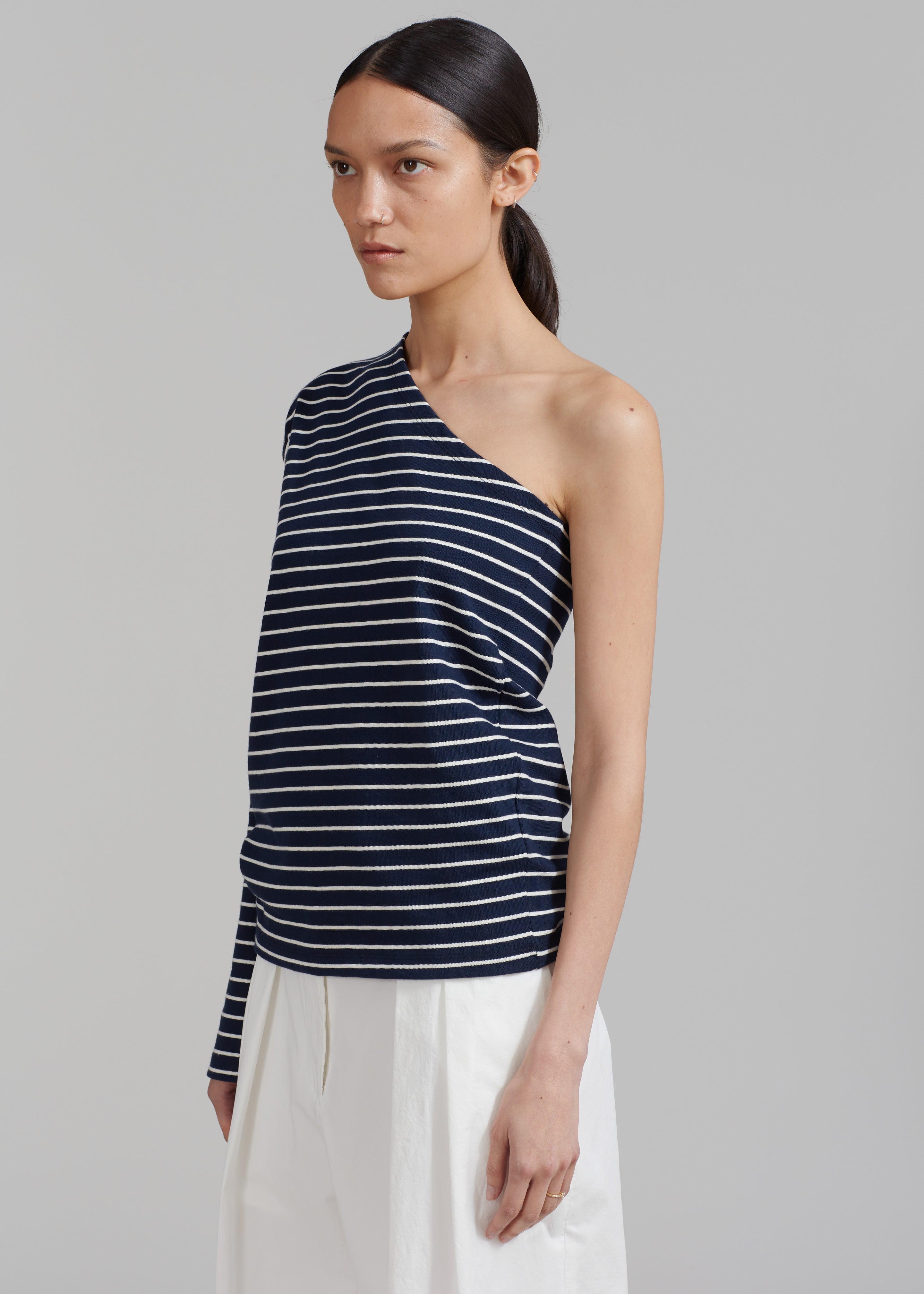Jean One Shoulder Top - Navy - 3