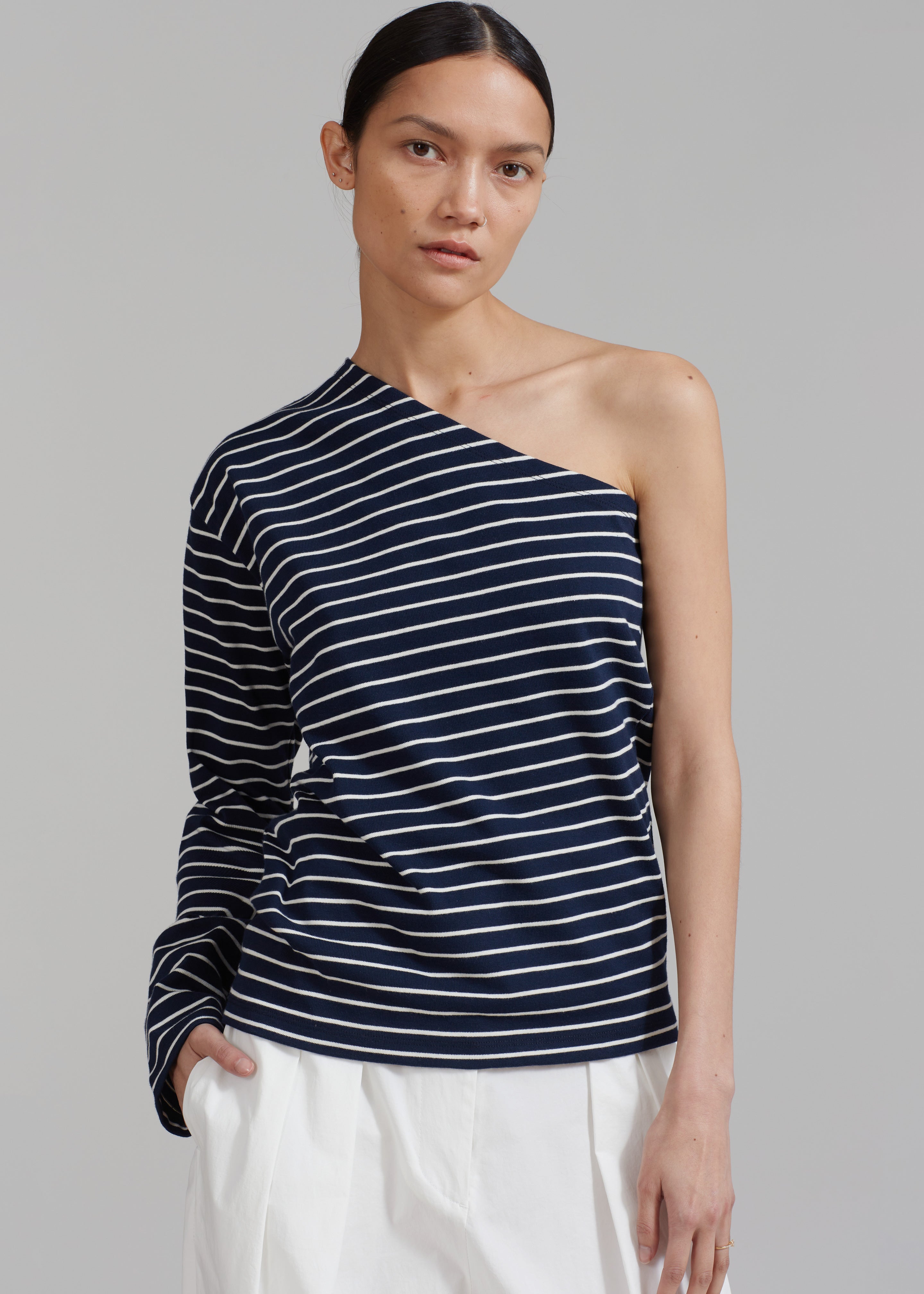 Jean One Shoulder Top - Navy - 5