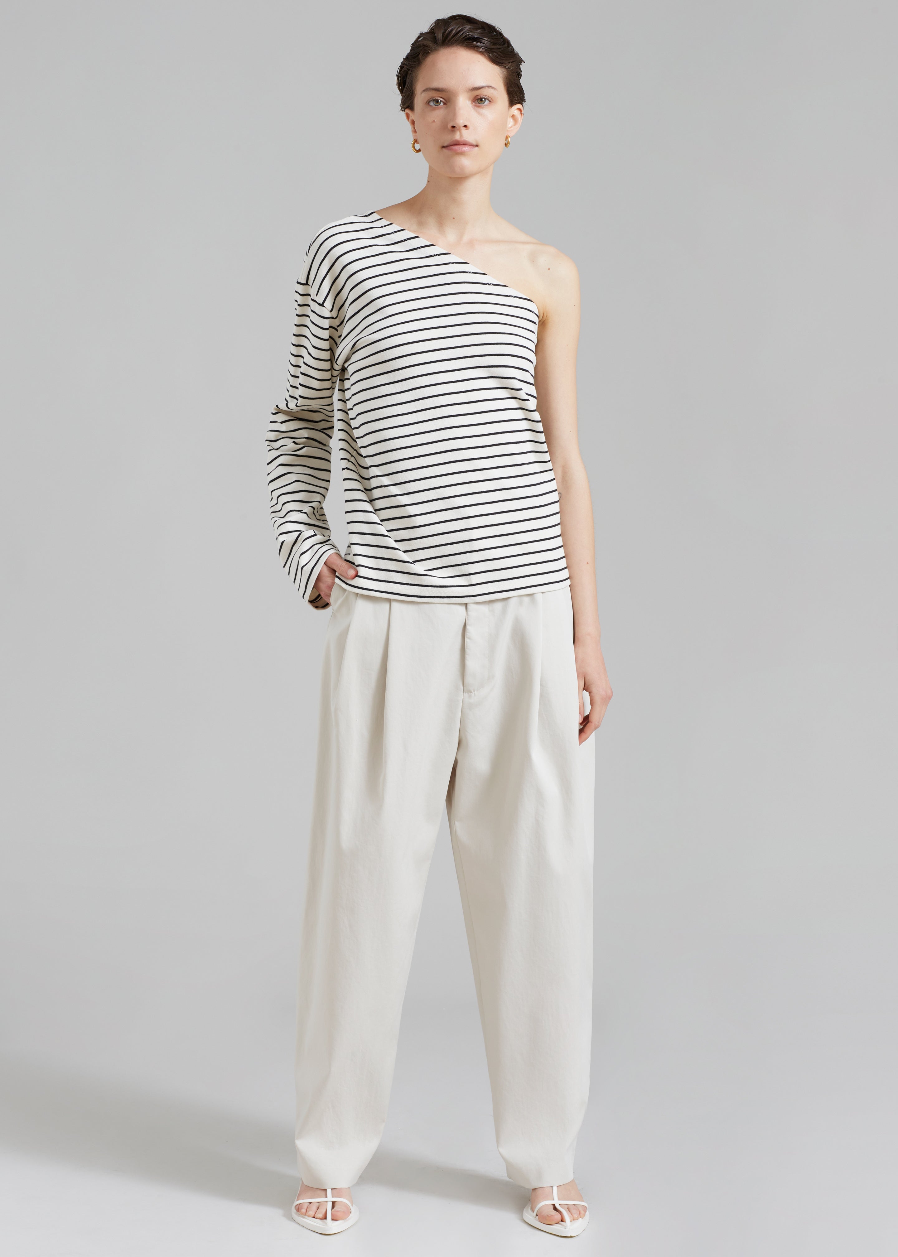 Jean One Shoulder Top - Black Stripe - 9