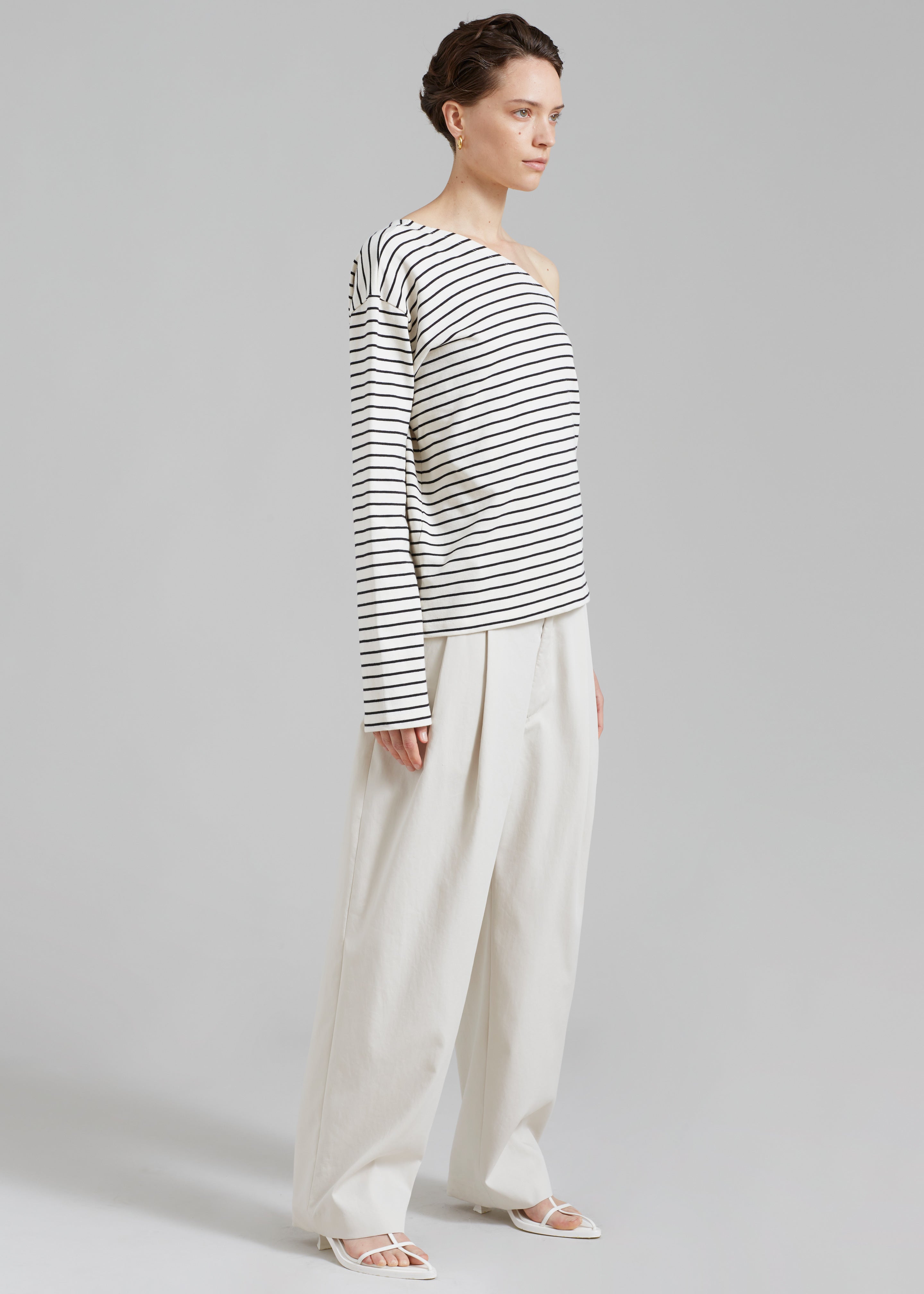 Jean One Shoulder Top - Black Stripe - 7
