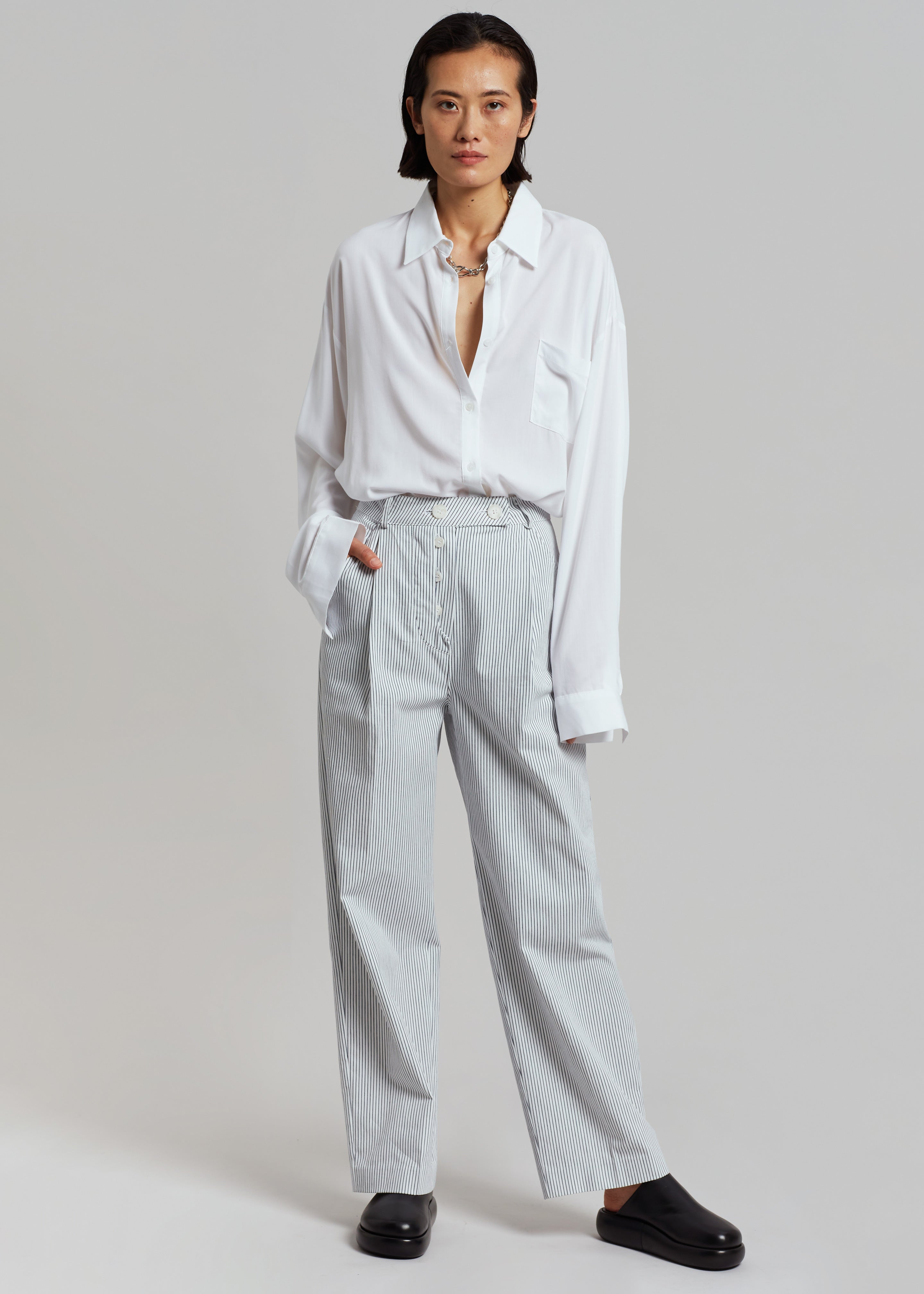 Jess Wide Pants - White Stripe - 1