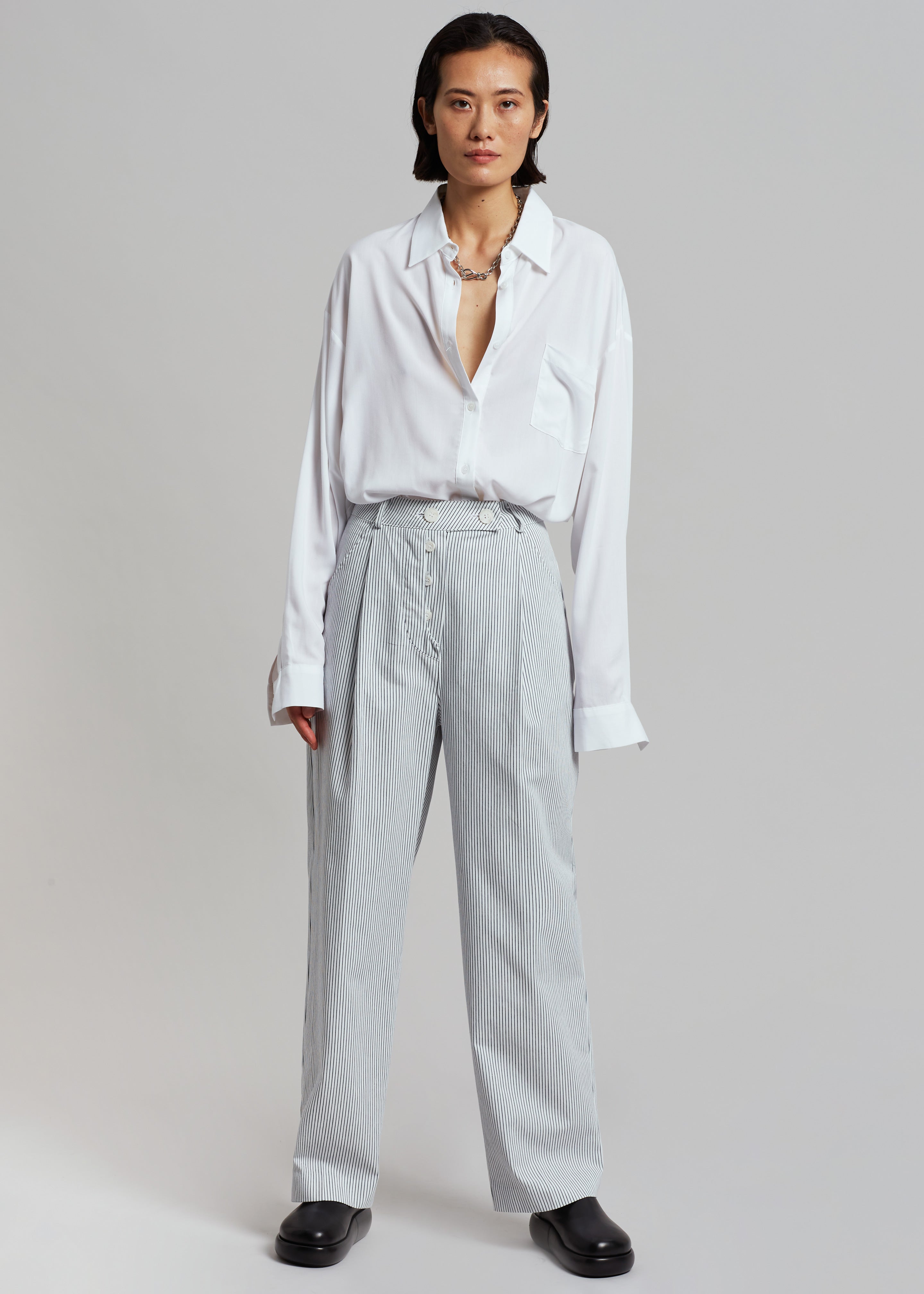 Jess Wide Pants - White Stripe - 6