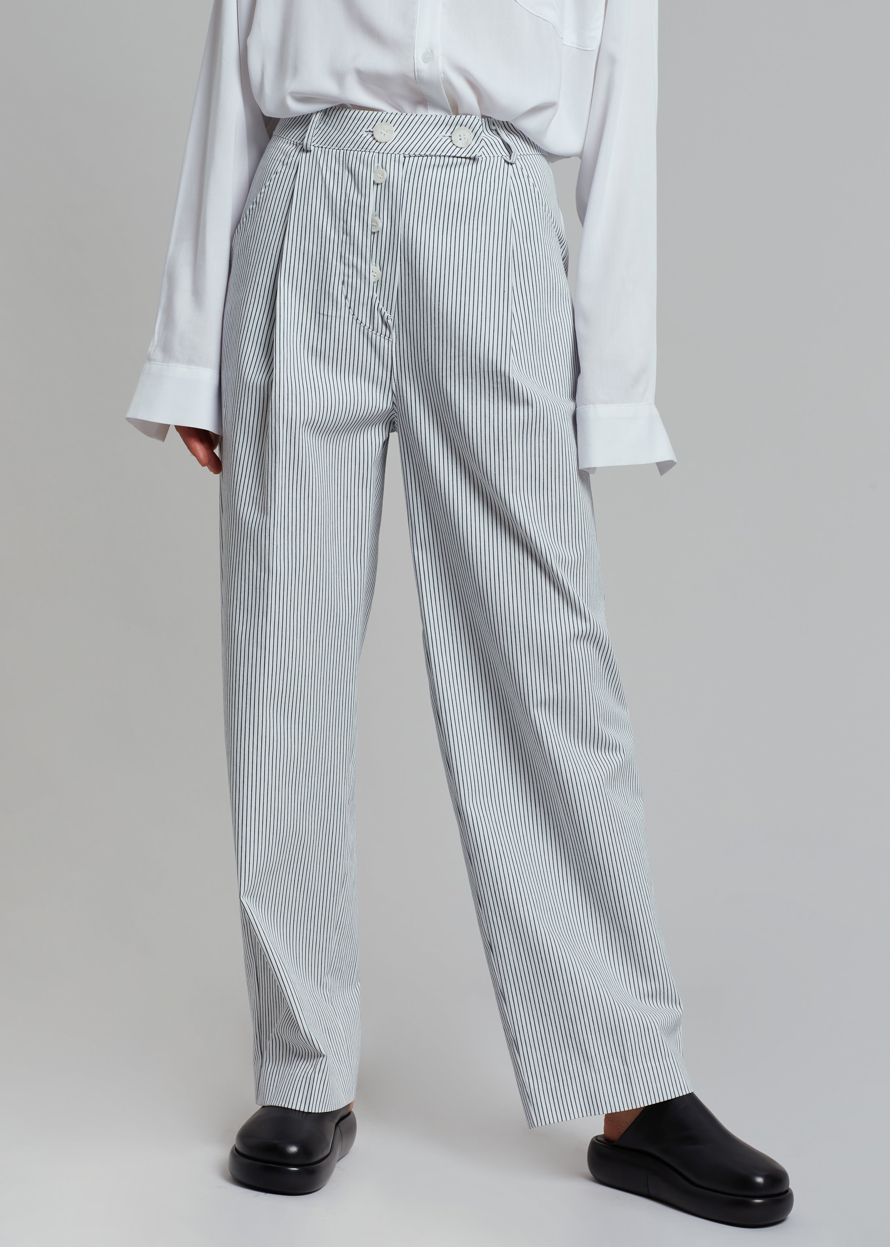 Jess Wide Pants - White Stripe - 5