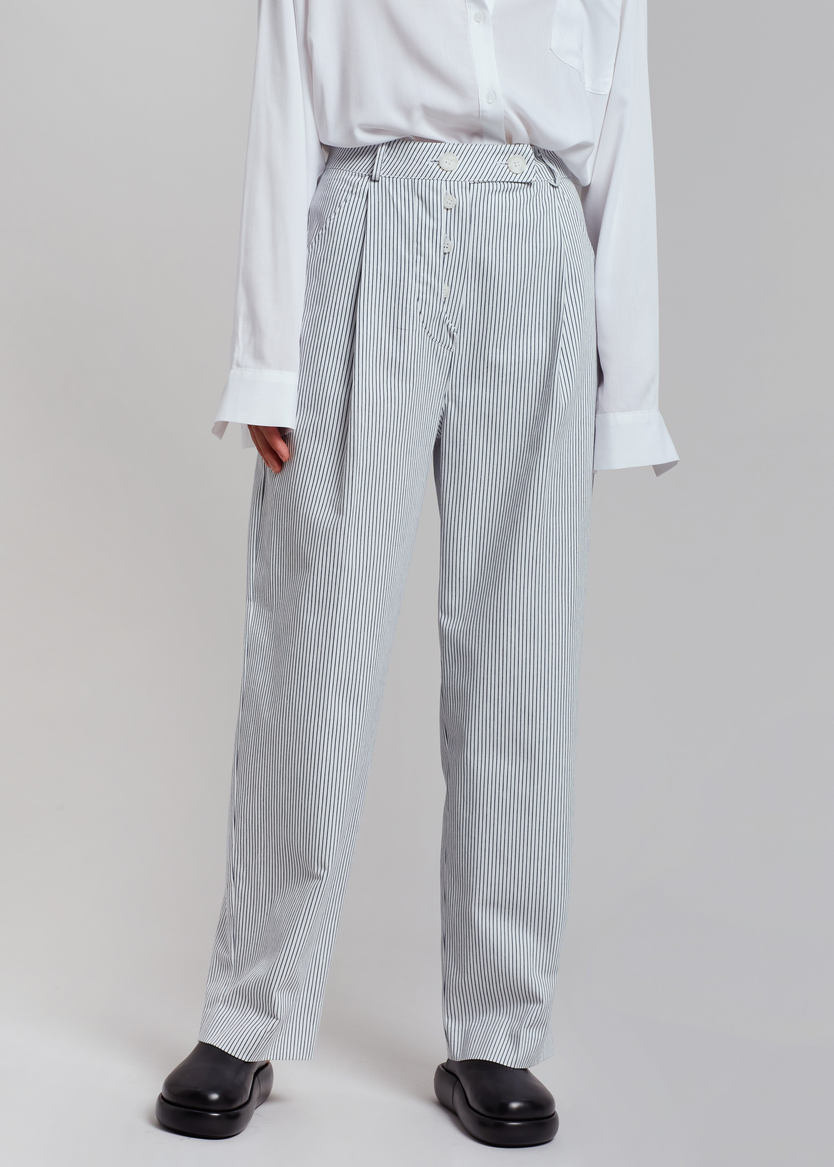 Jess Wide Pants - White Stripe - 10