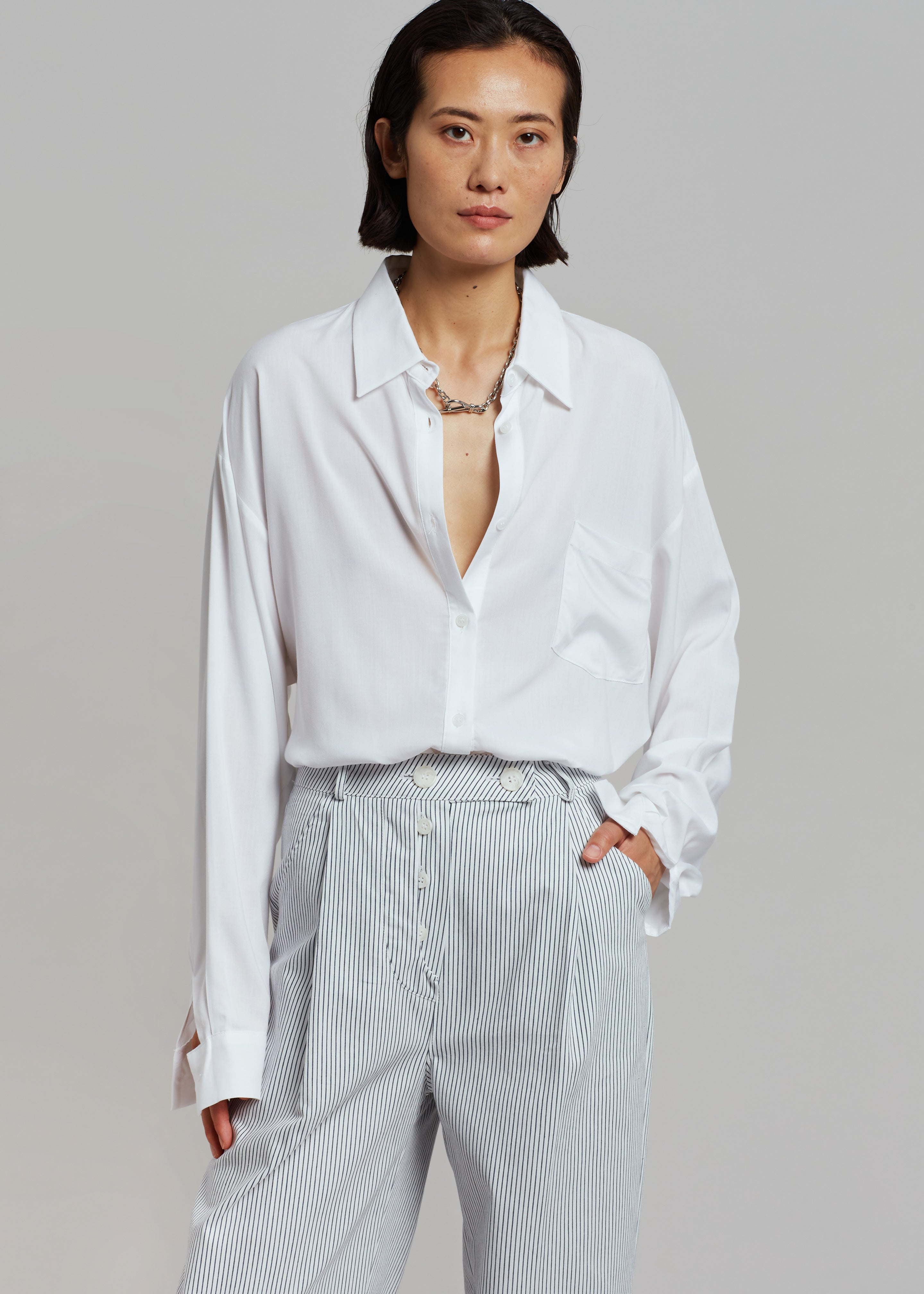 Jess Wide Pants - White Stripe - 11