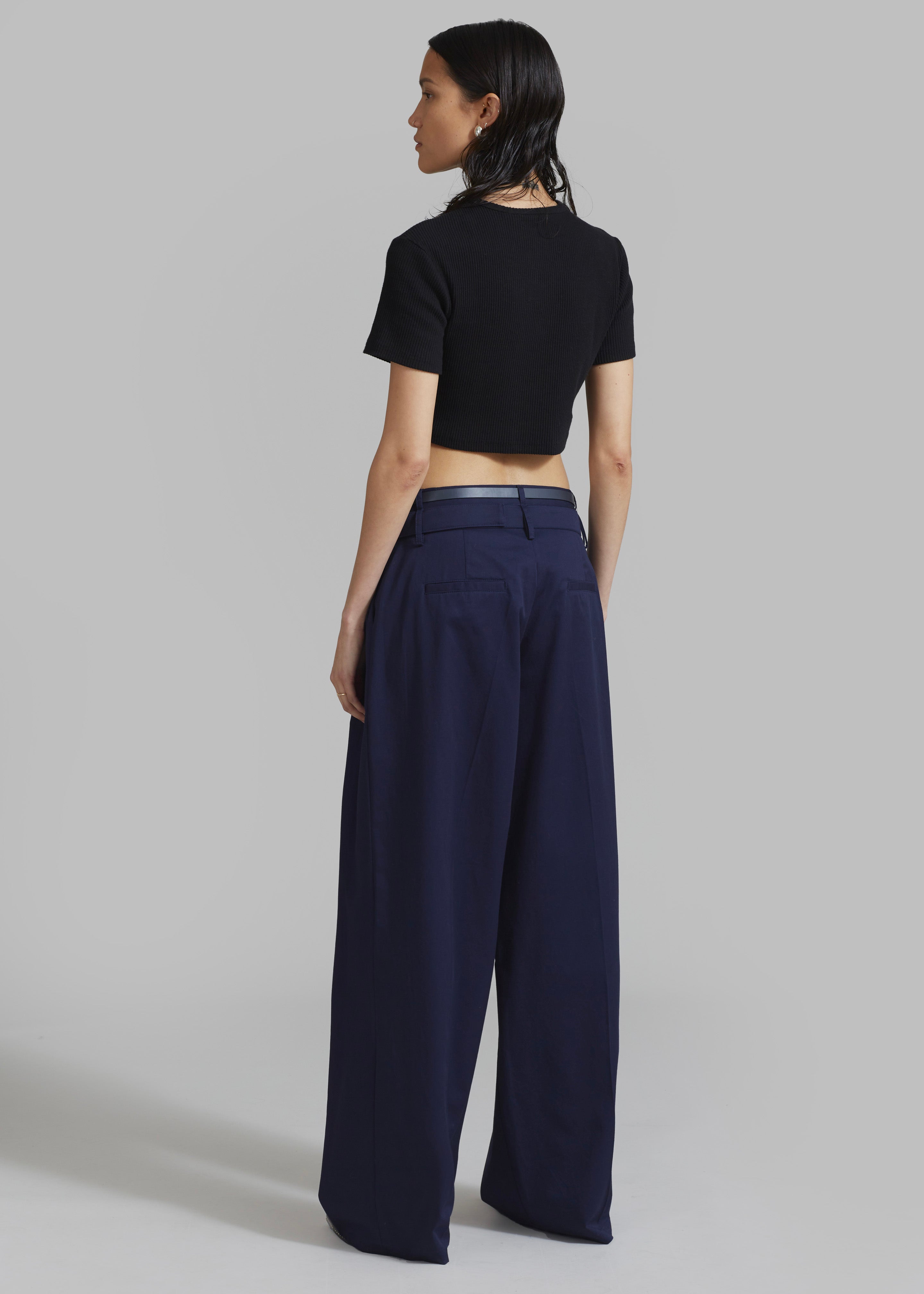 Joan Double Belted Pants - Navy - 8