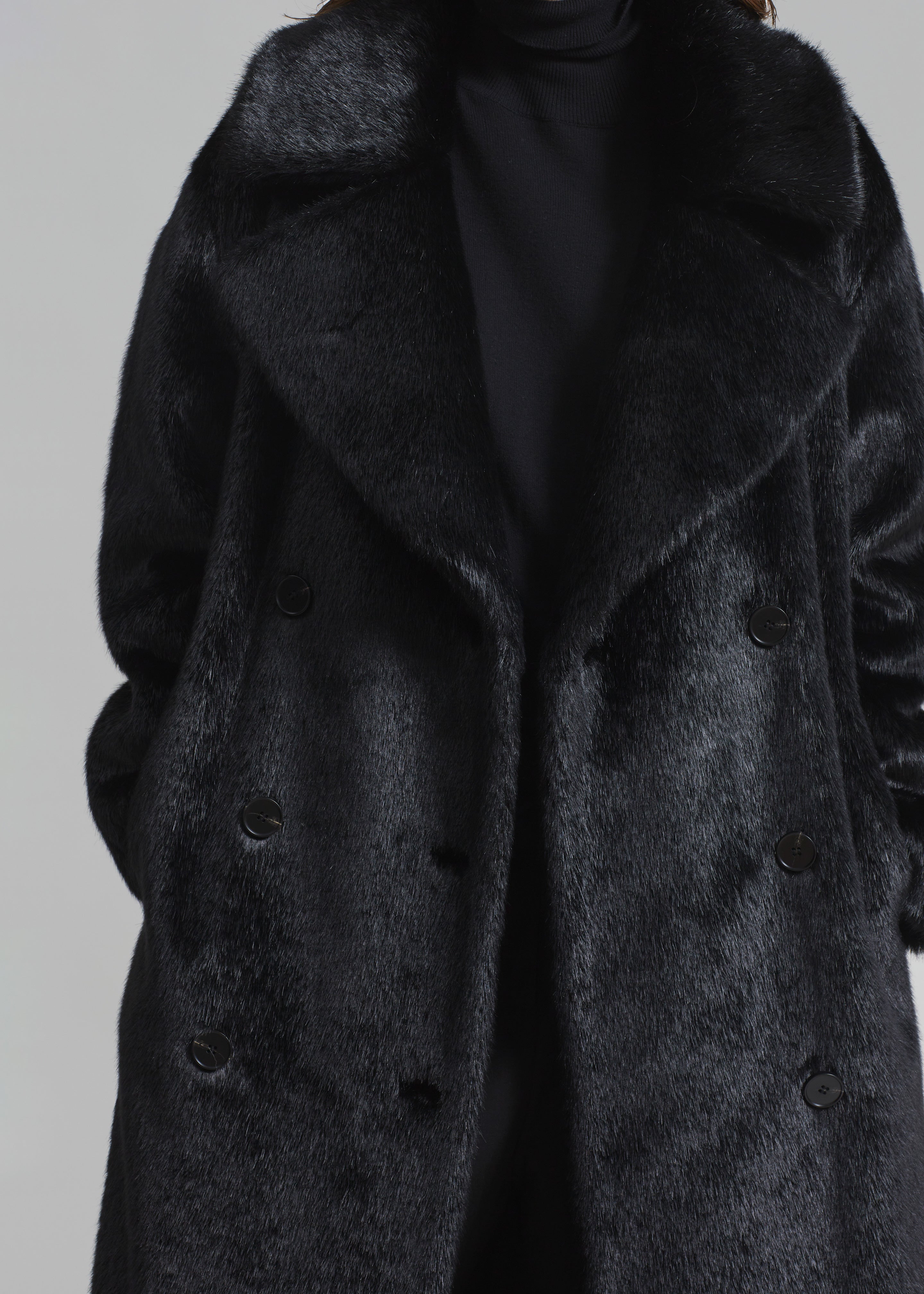 Joni Faux Fur Coat - Black - 7
