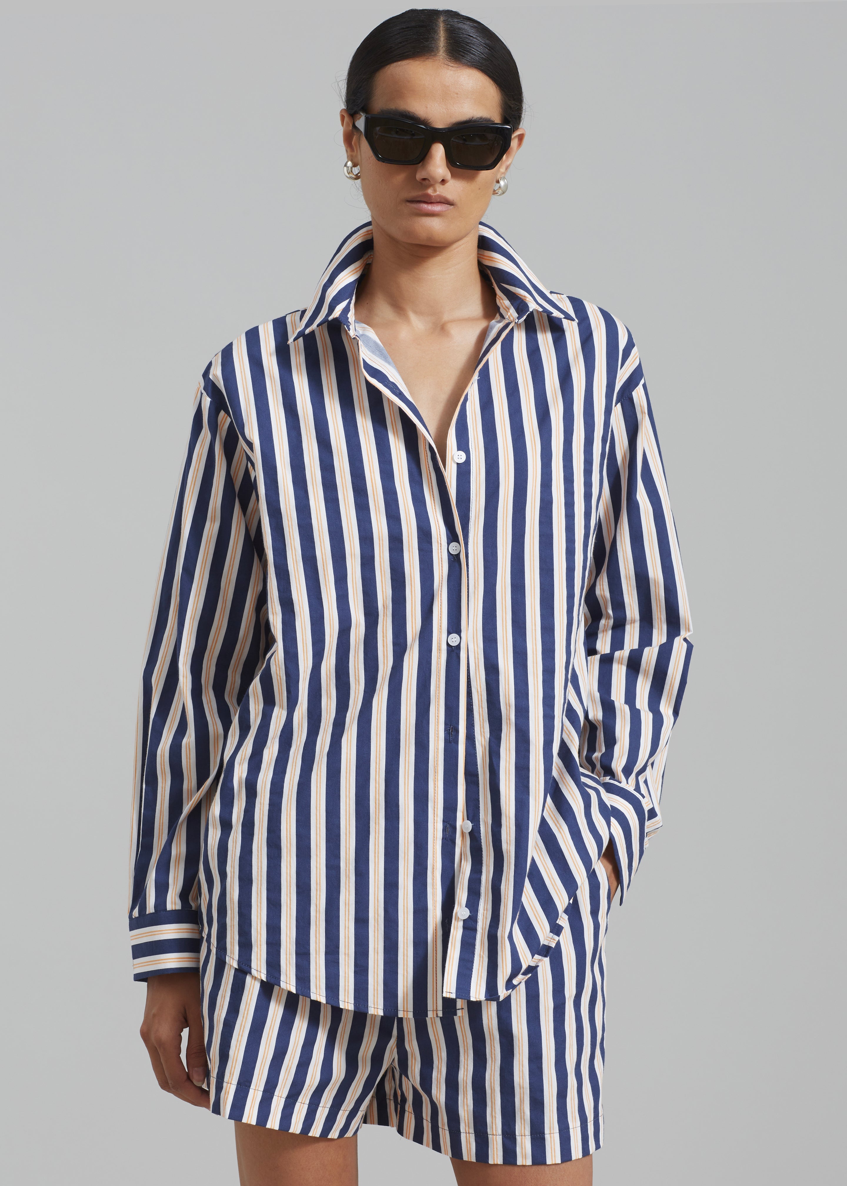 Juno Cotton Shirt - Navy Stripe - 4