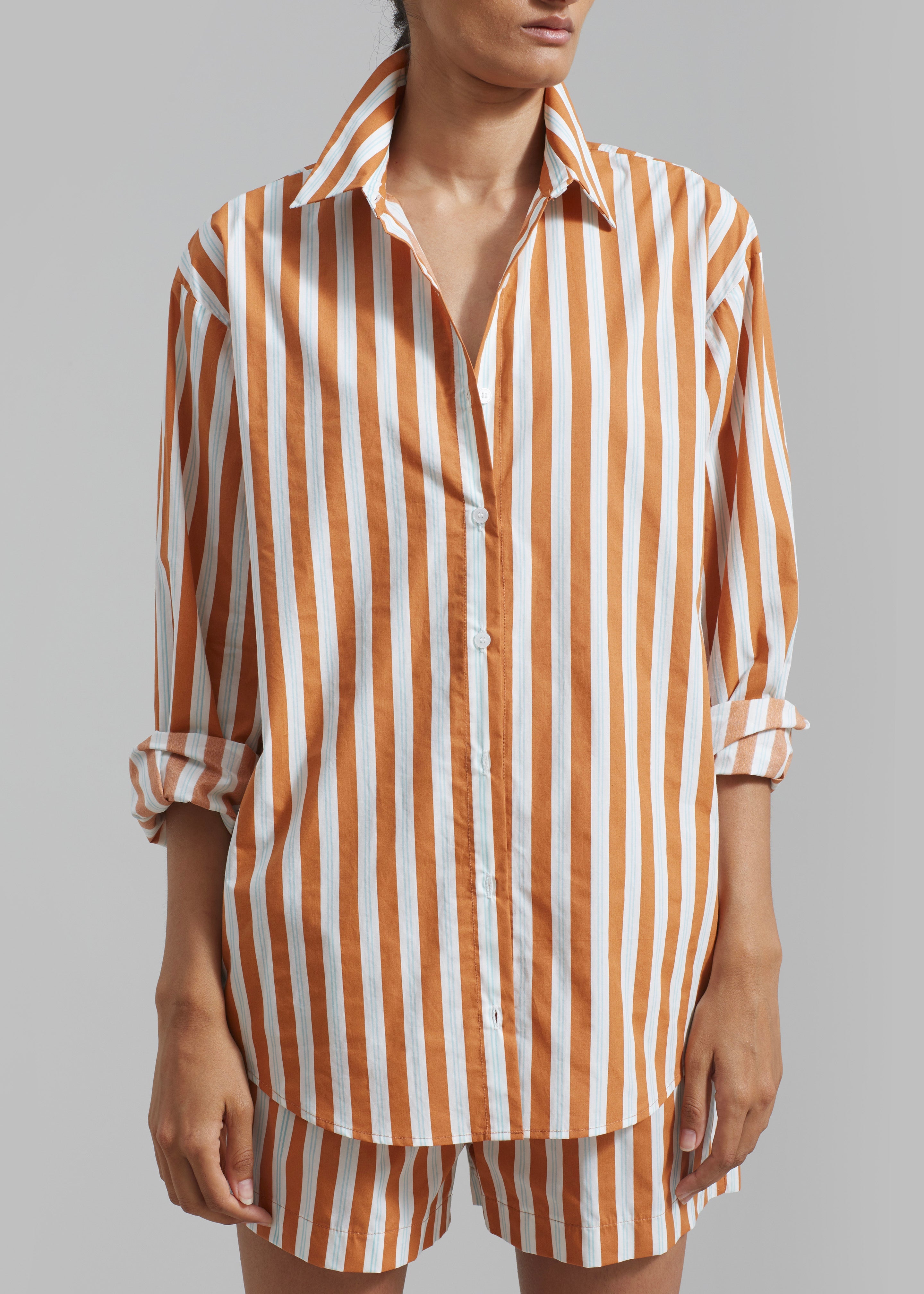 Juno Cotton Shirt - Orange Stripe - 4