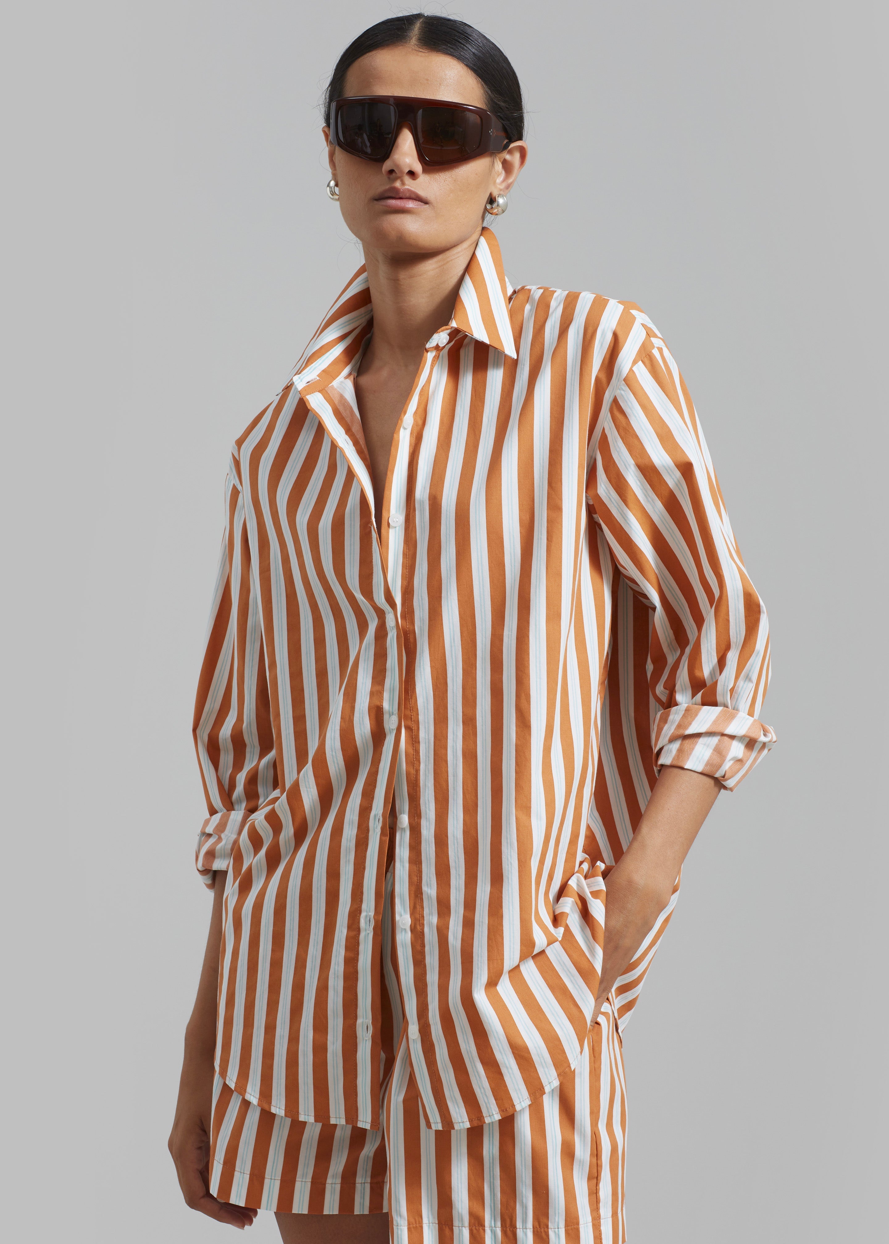 Juno Cotton Shirt - Orange Stripe - 5