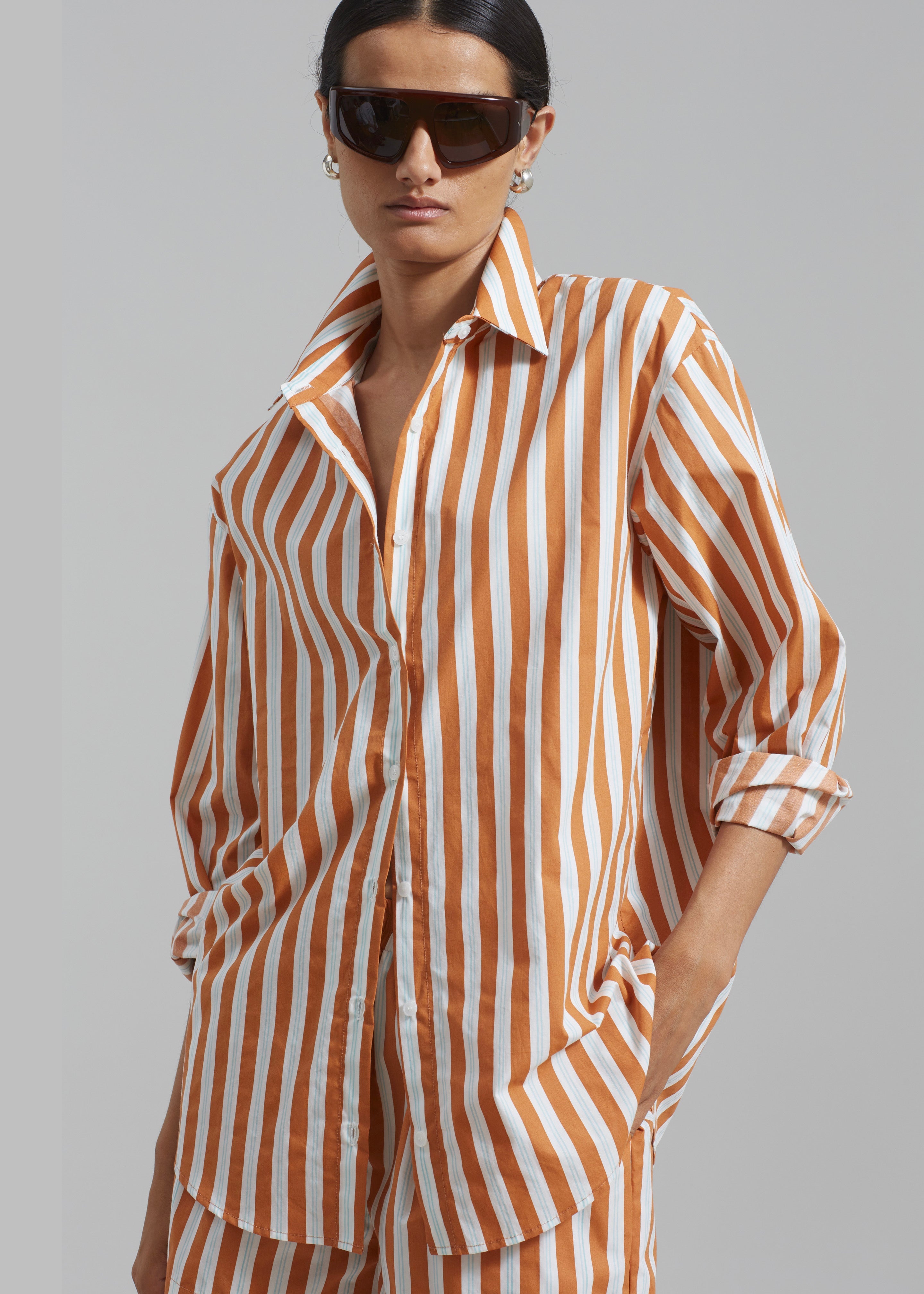 Juno Cotton Shirt - Orange Stripe - 1