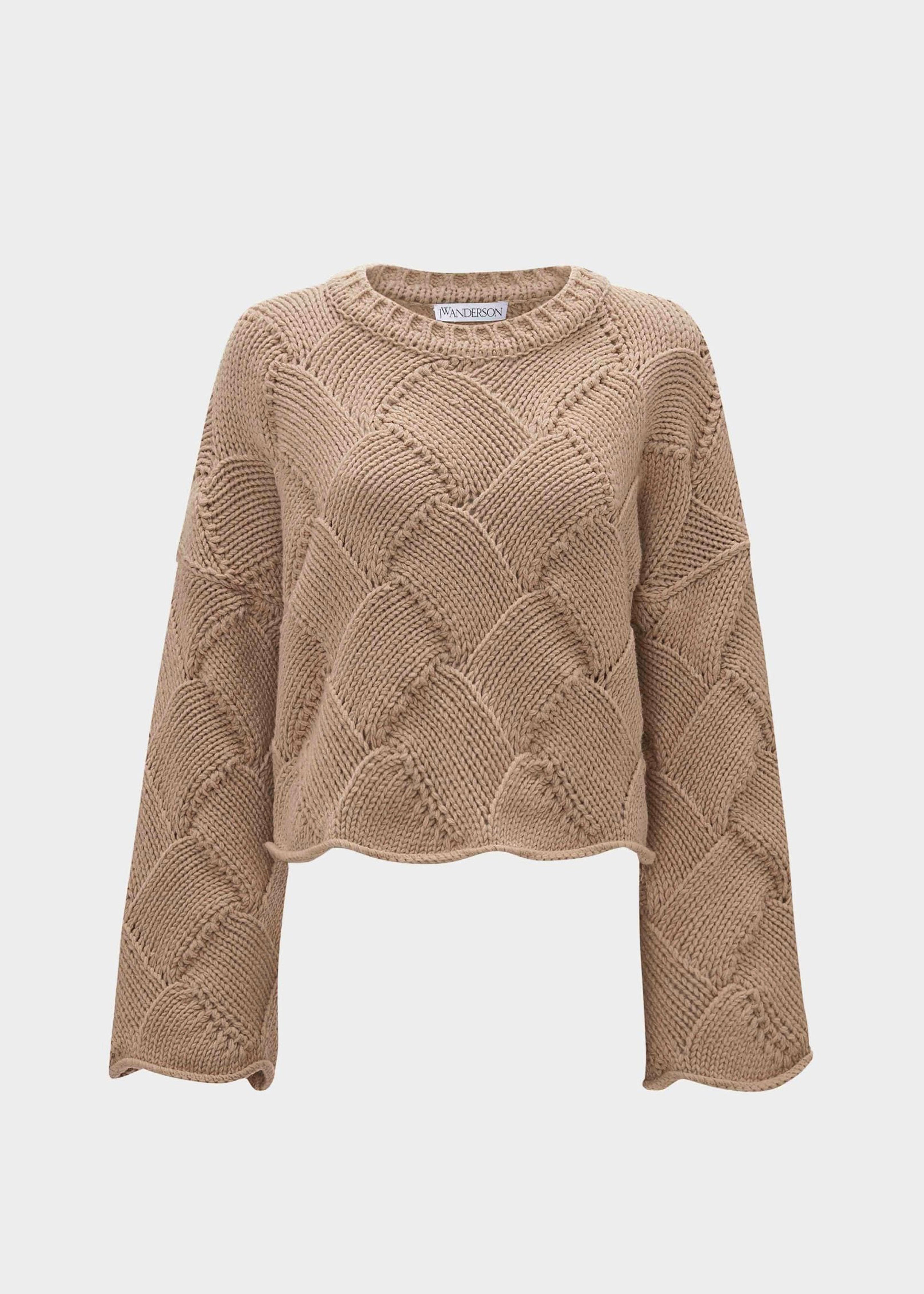 JW Anderson Cropped Basket Weave Jumper - Beige - 8