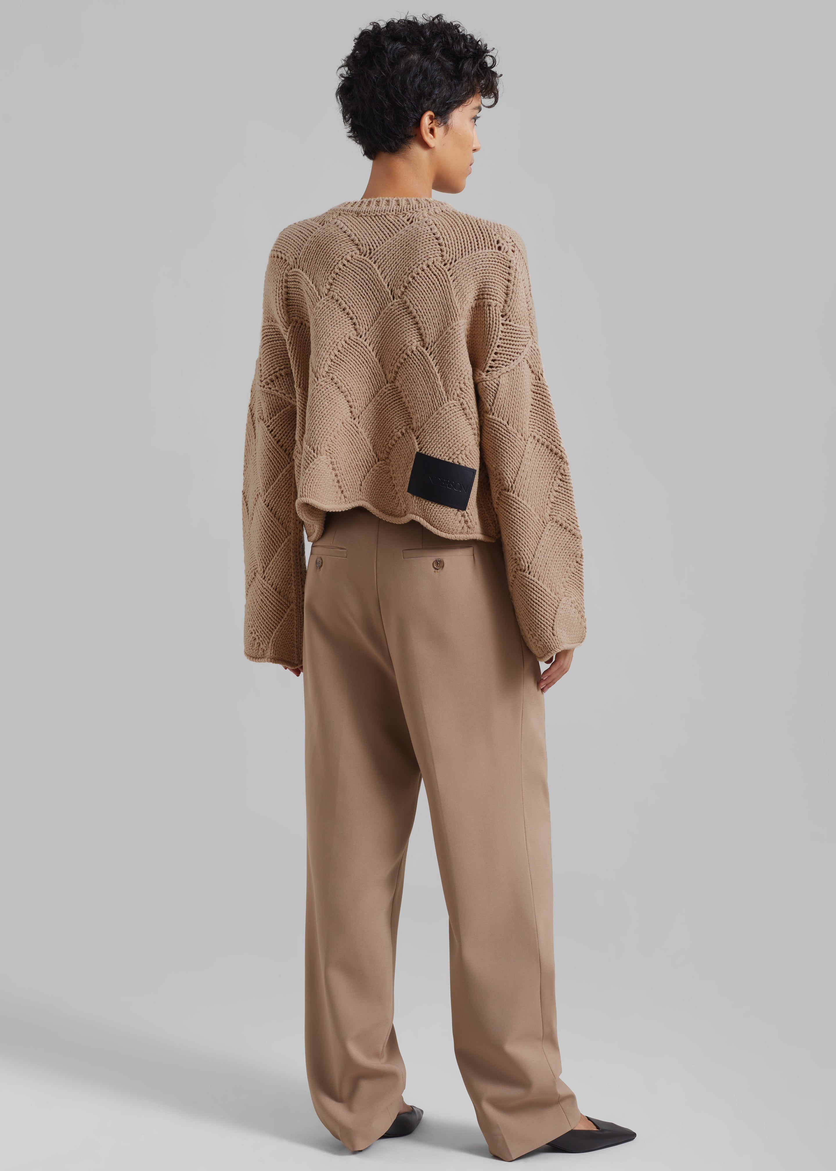 JW Anderson Cropped Basket Weave Jumper - Beige - 6