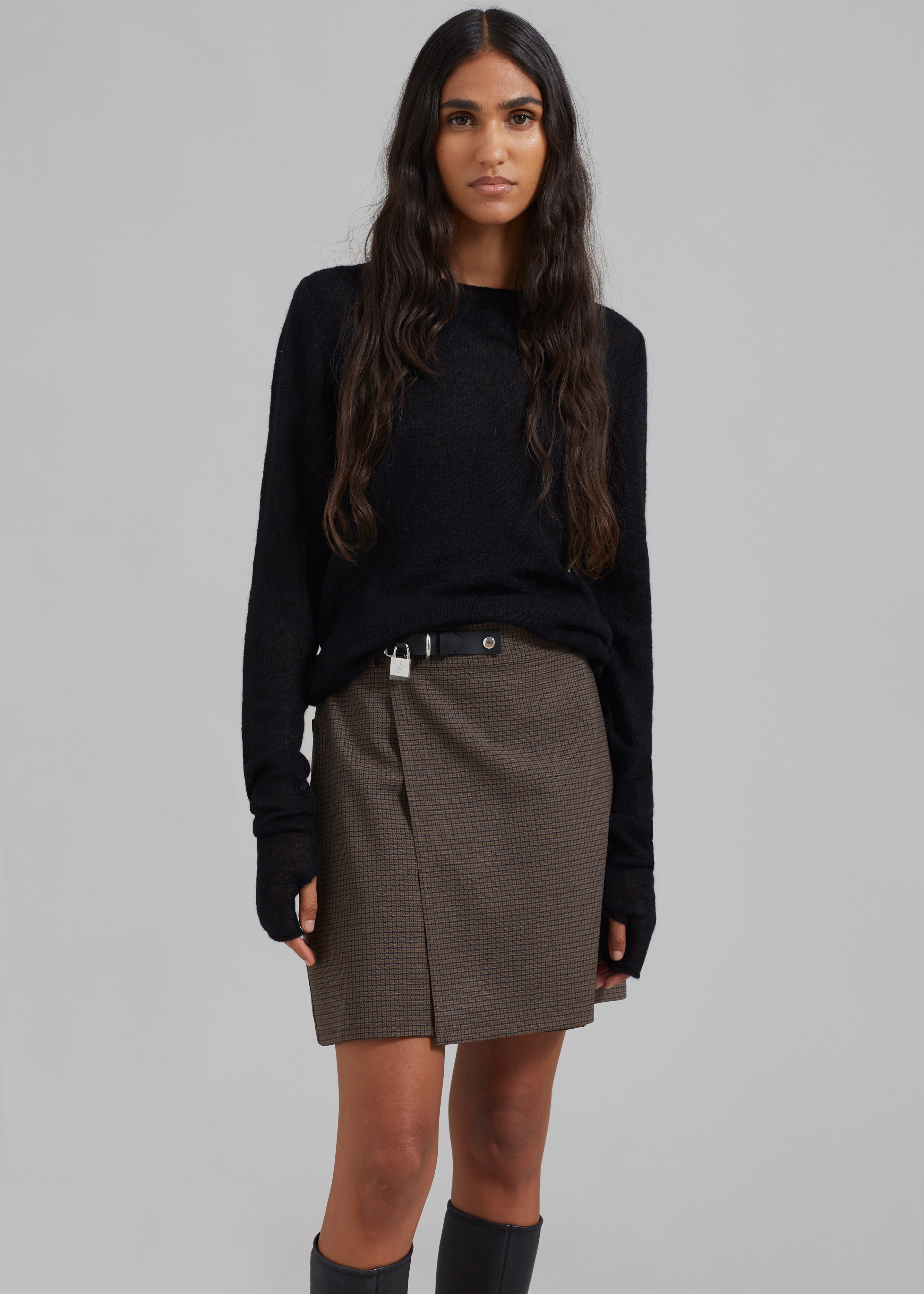 JW Anderson Padlock Strap Mini Skirt - Brown Sugar Comb - 5