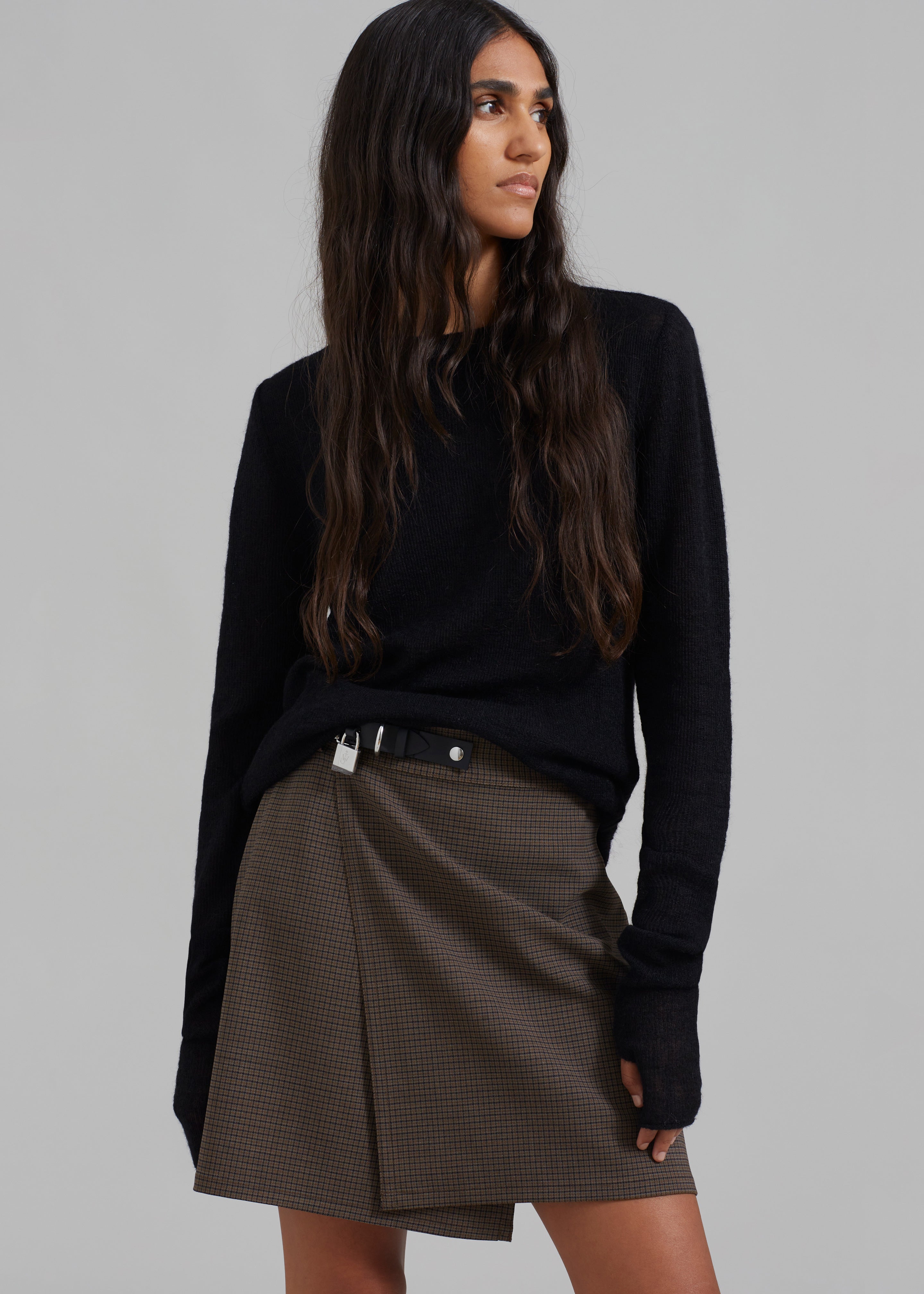 JW Anderson Padlock Strap Mini Skirt - Brown Sugar Comb - 1
