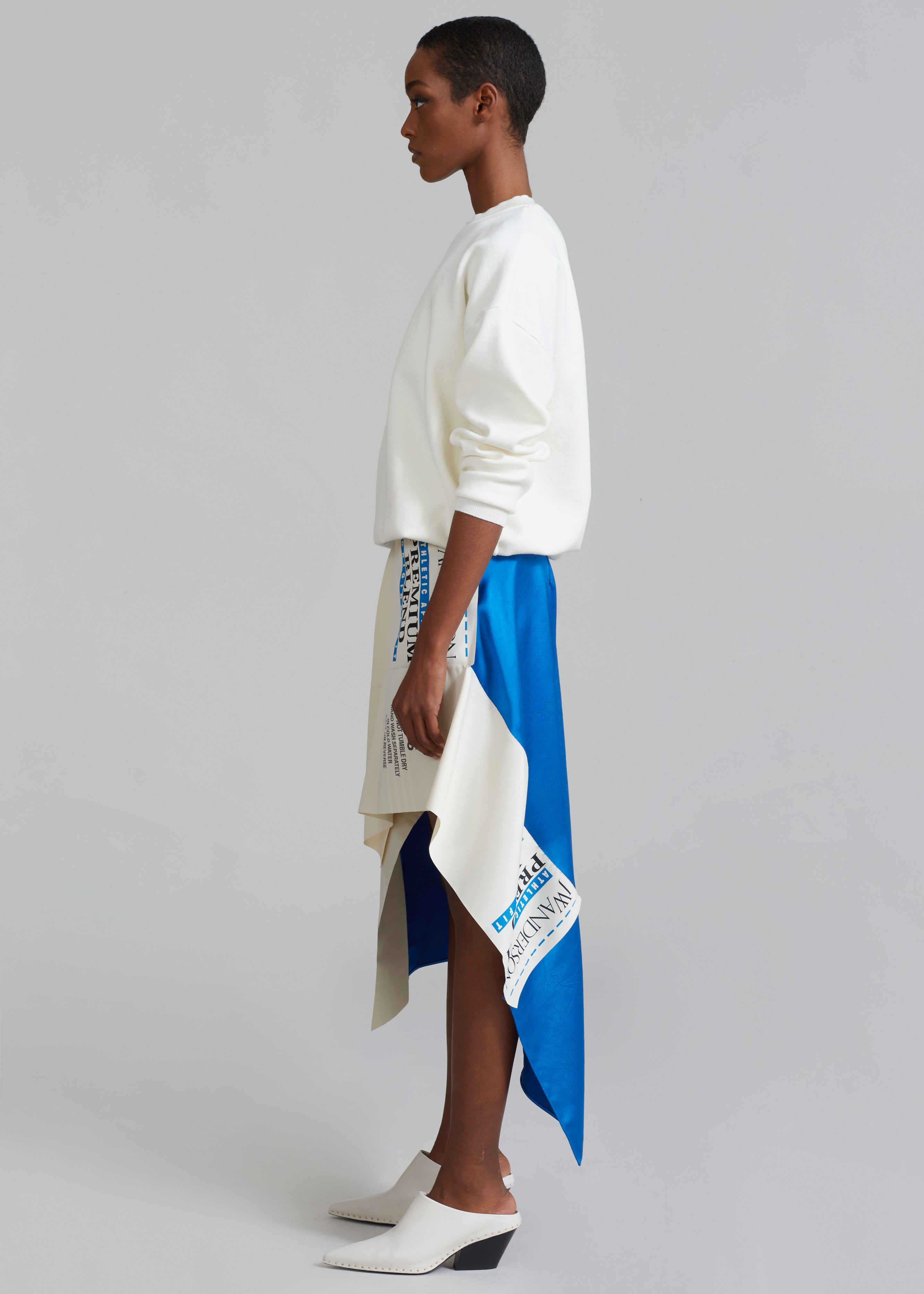 JW Anderson Asymmetric Care Label Skirt - Blue/White - 1