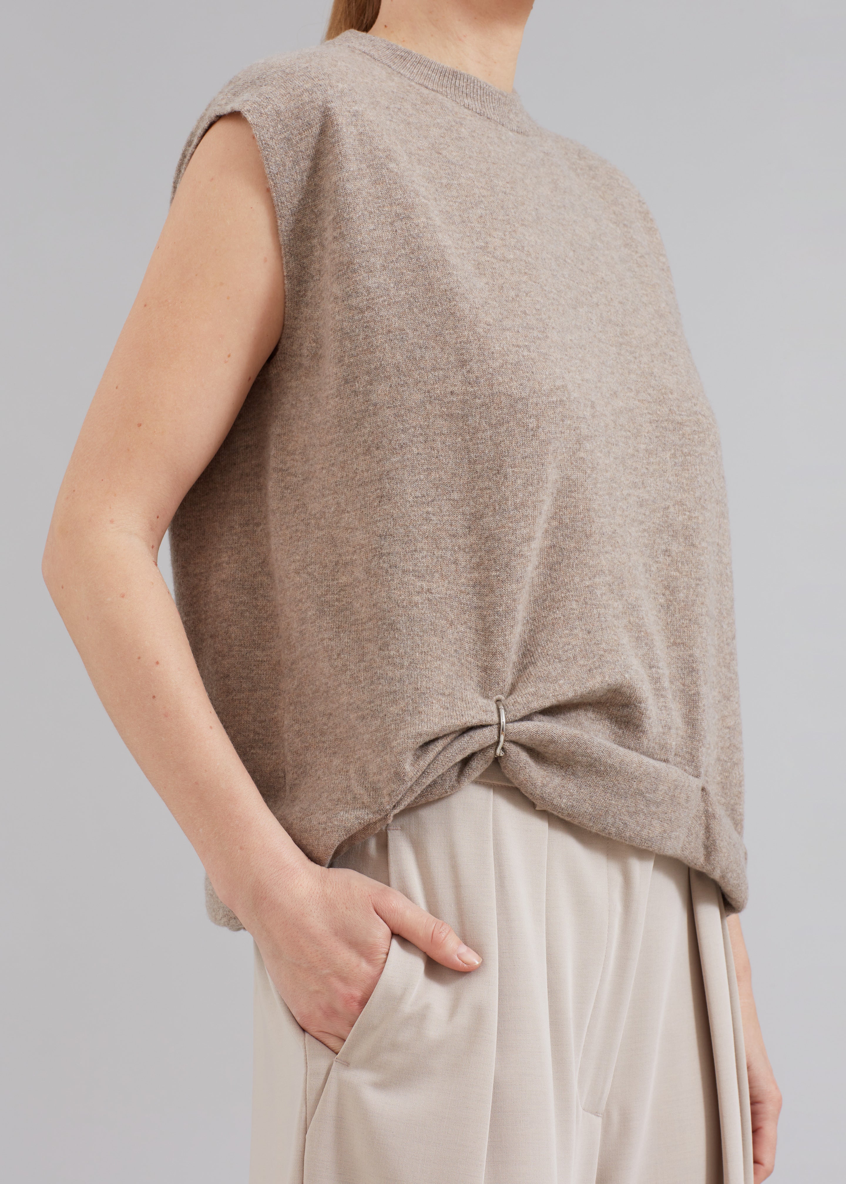 JW Anderson Ring Detail Roll Vest - Beige Melange - 3