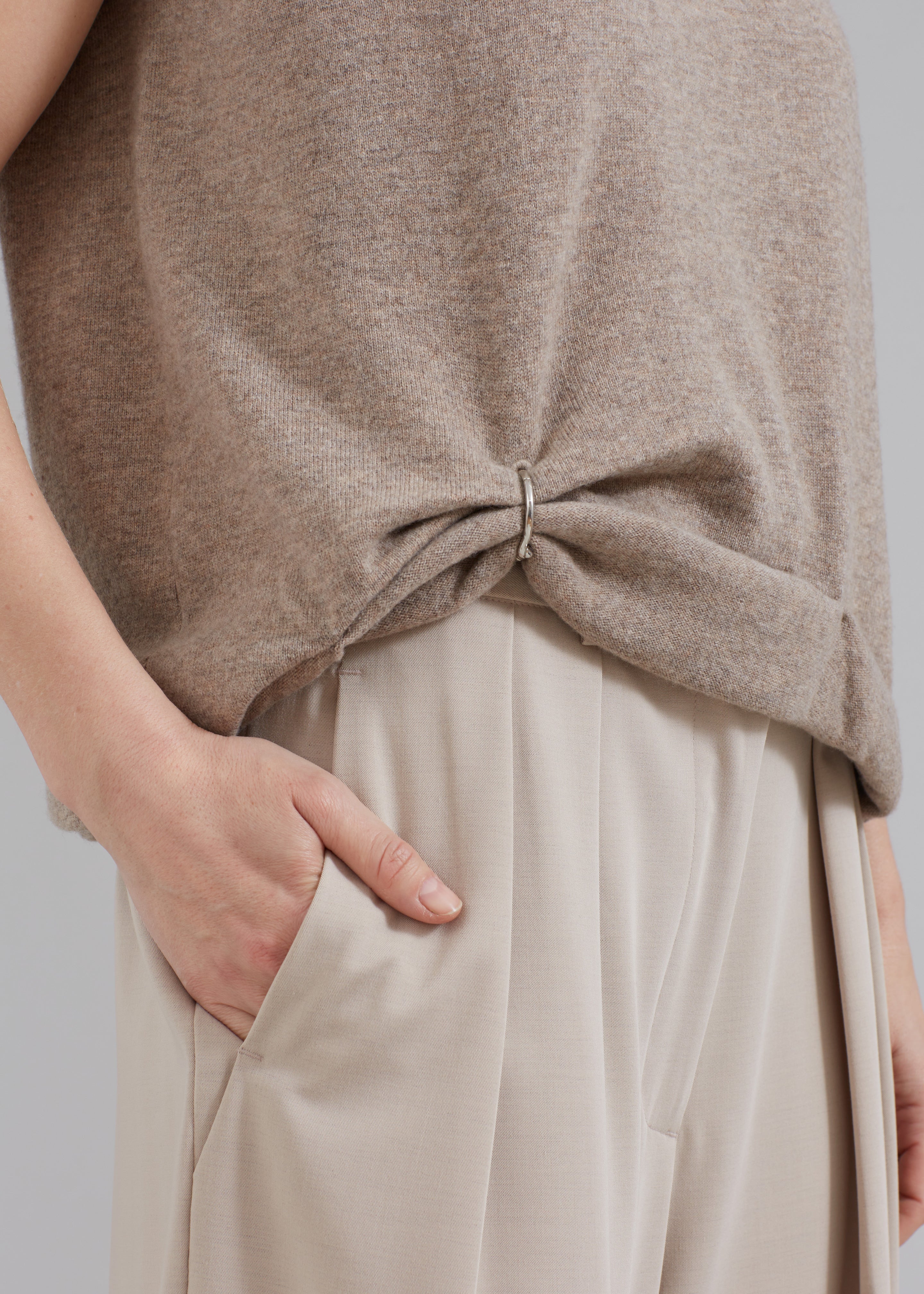 JW Anderson Ring Detail Roll Vest - Beige Melange - 5