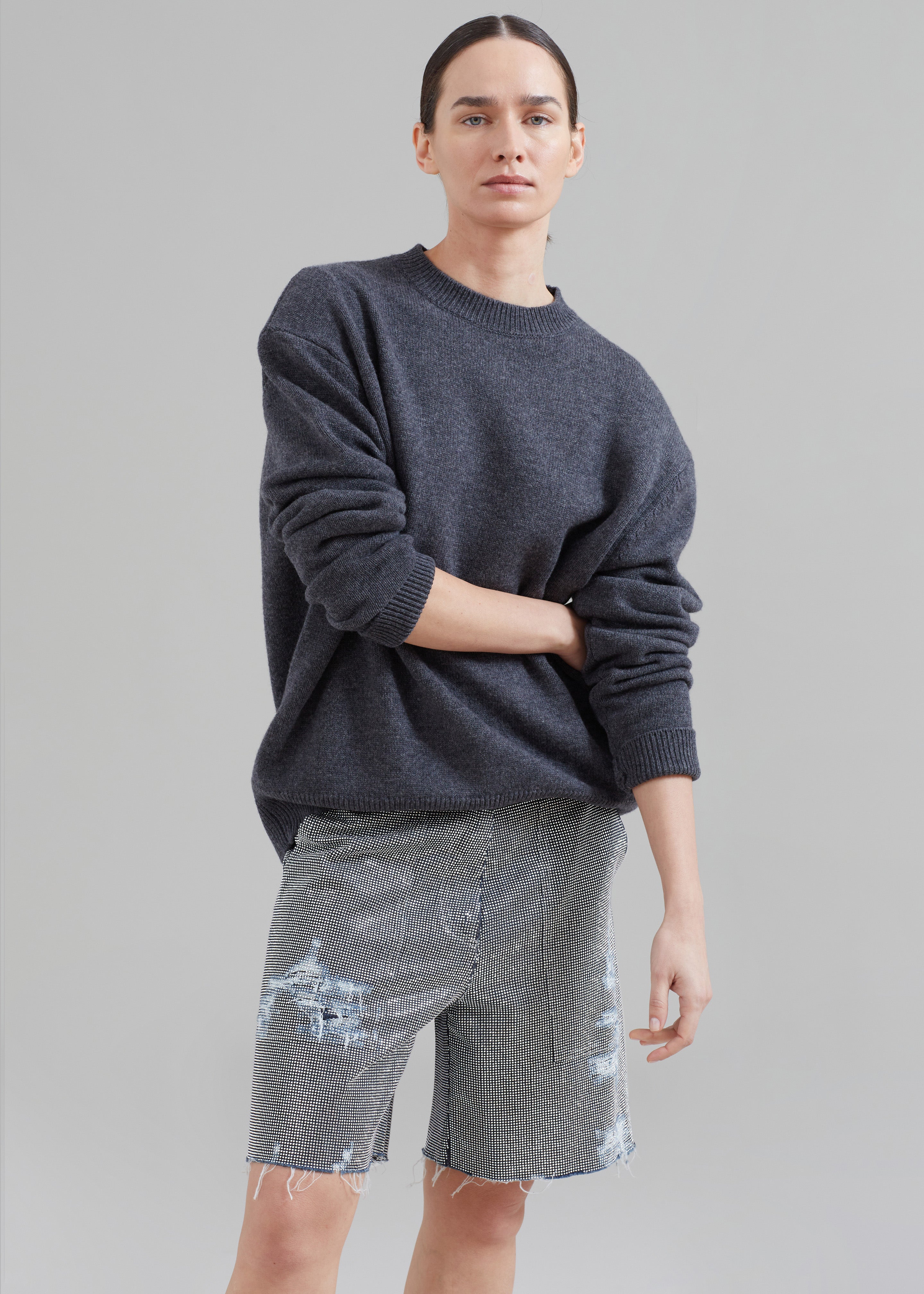 JW Anderson Studded Workwear Shorts - Indigo/Silver - 5