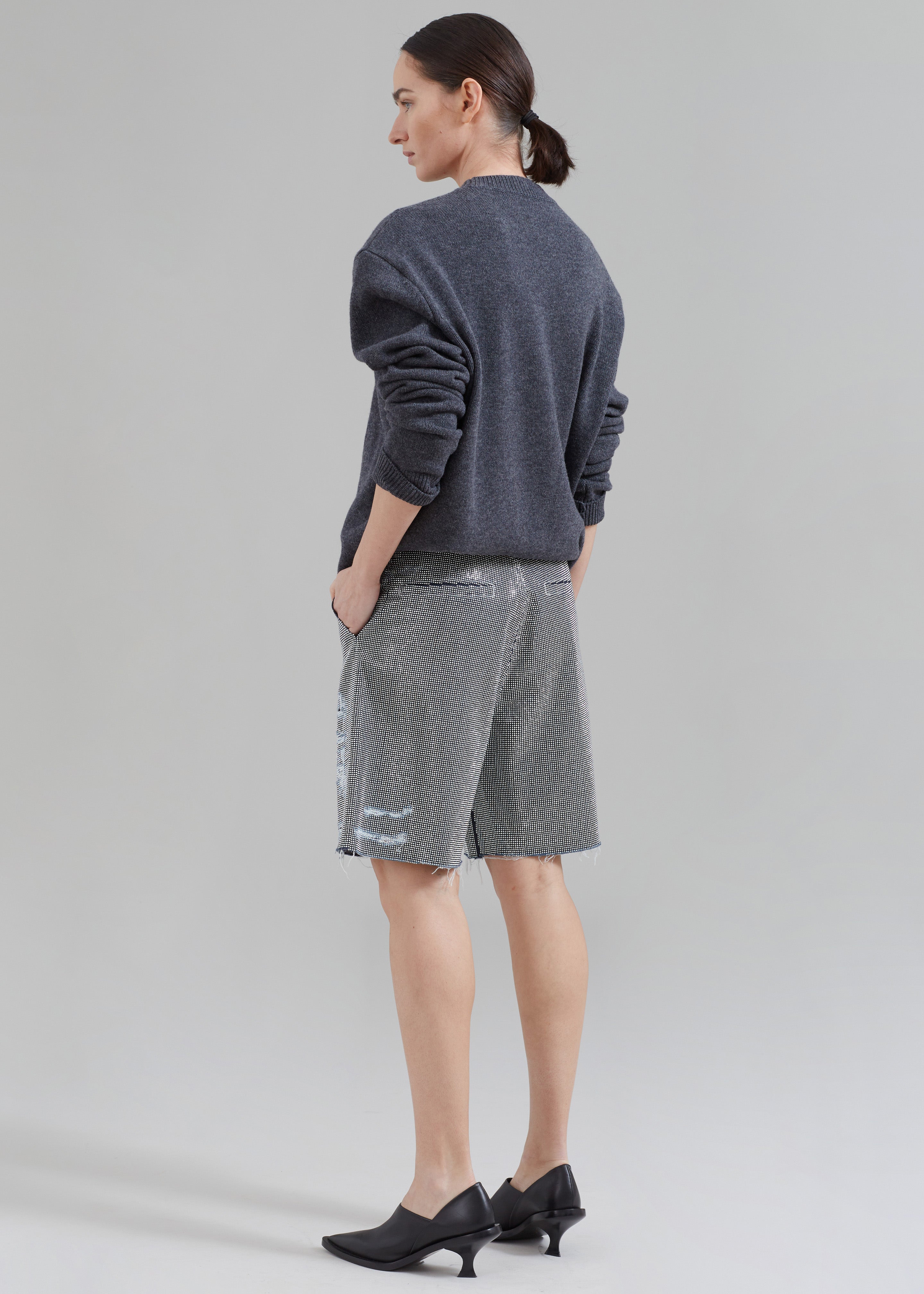JW Anderson Studded Workwear Shorts - Indigo/Silver - 9