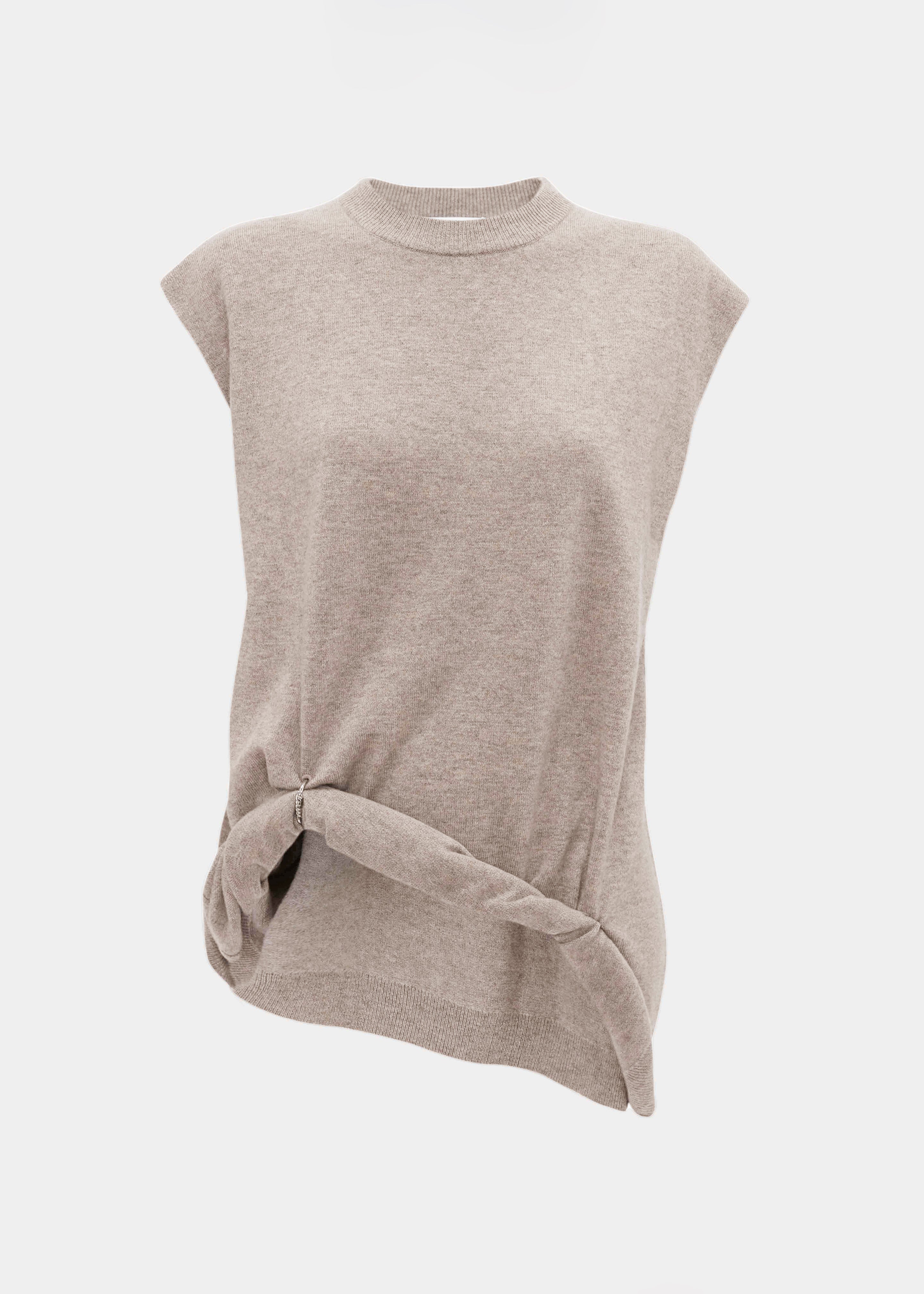 JW Anderson Ring Detail Roll Vest - Beige Melange - 7