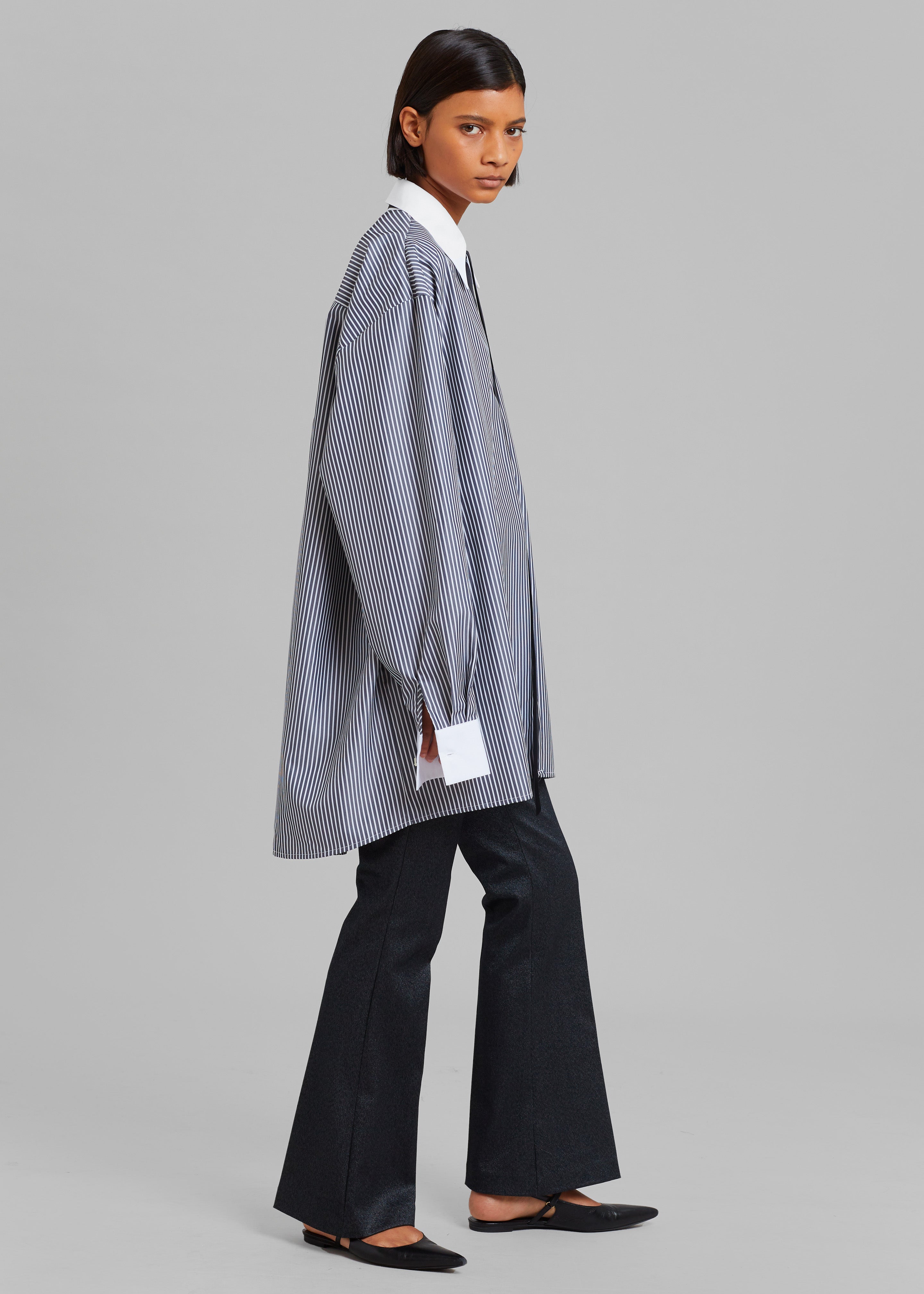 Jany Tie-Neck Shirt - Black Stripe - 3