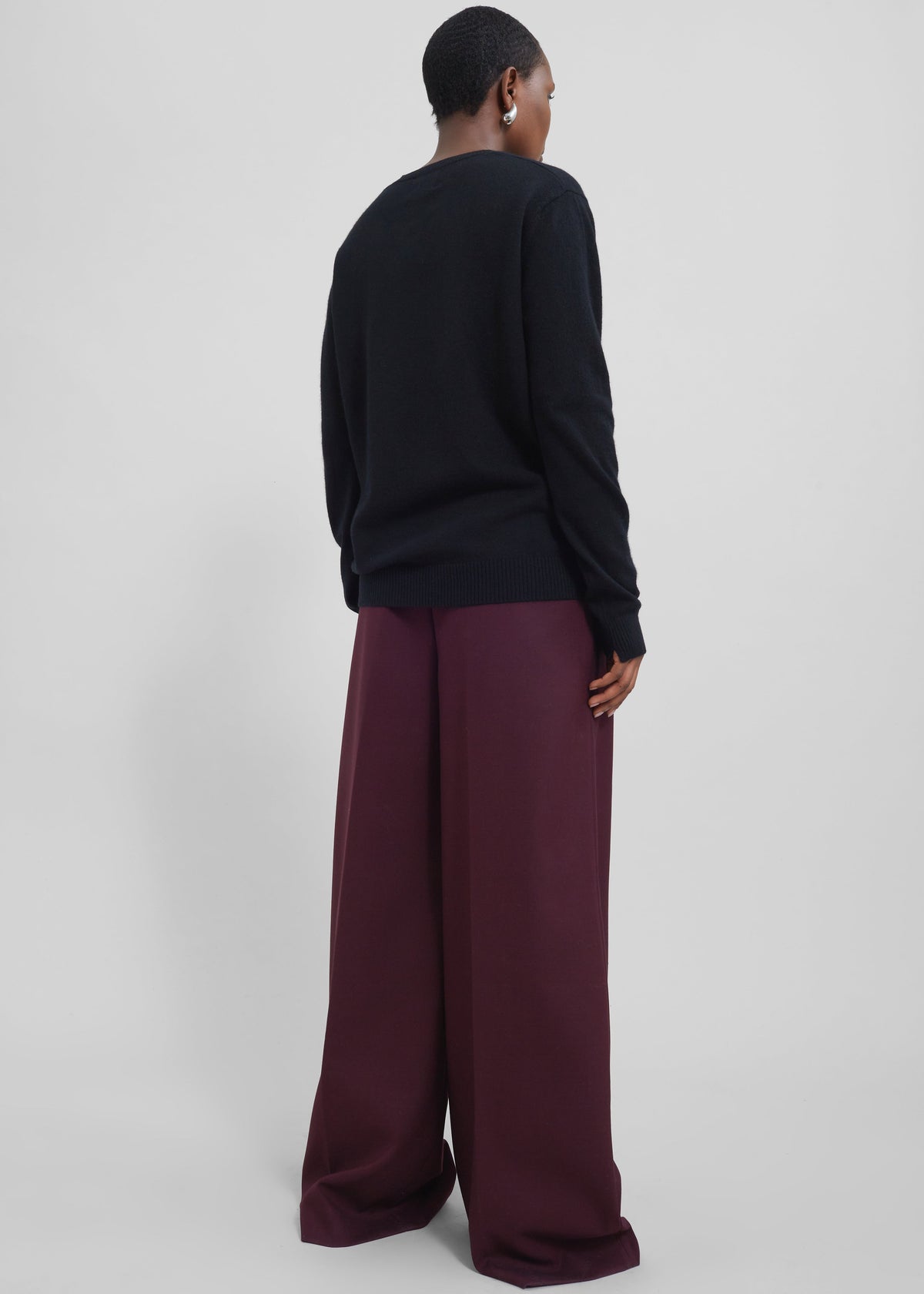 Kamila Wide Leg Trousers - Burgundy - 12