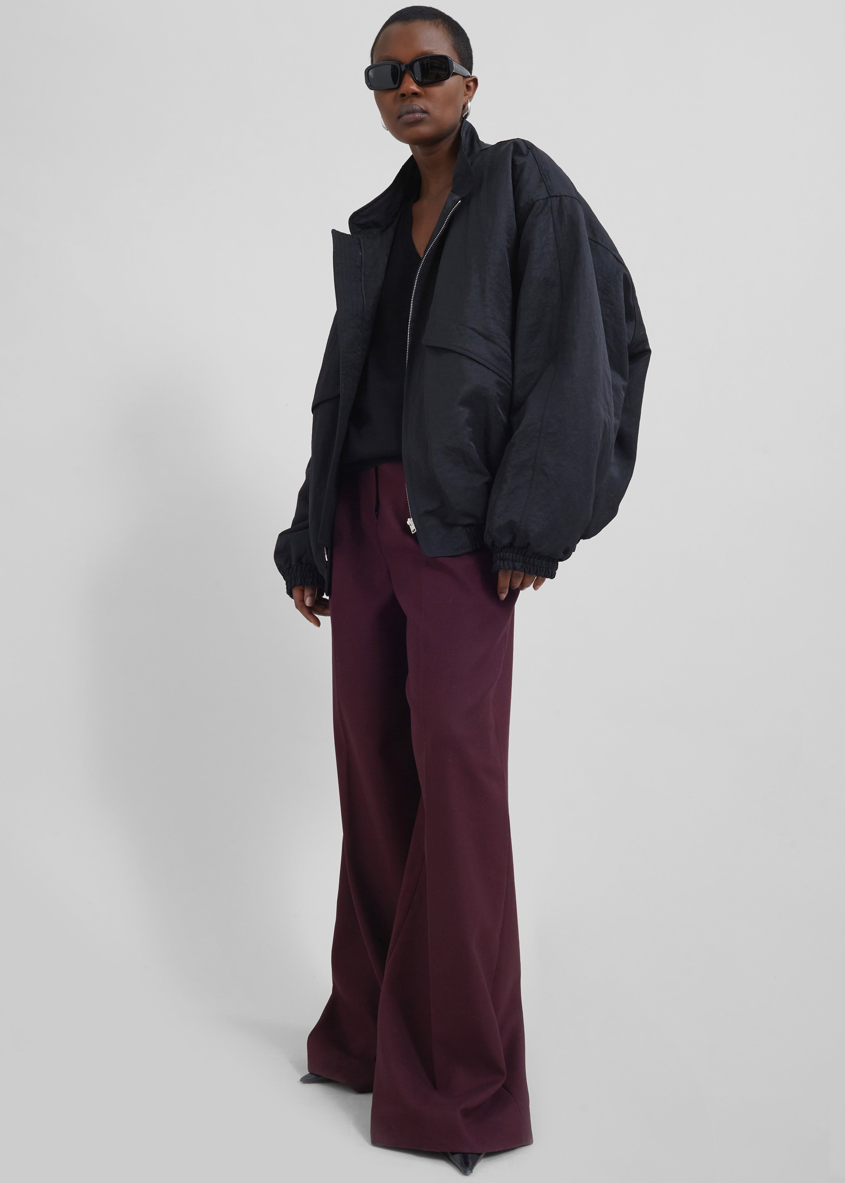 Kamila Wide Leg Trousers - Burgundy - 5