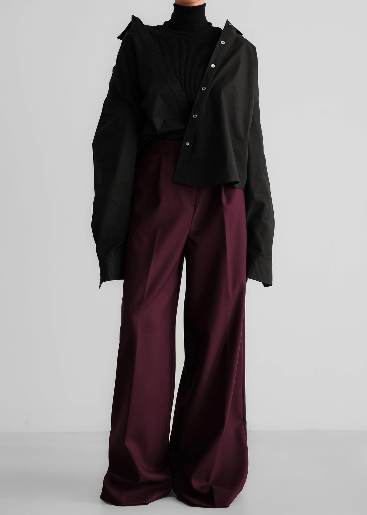 Kamila Wide Leg Trousers - Burgundy - 8