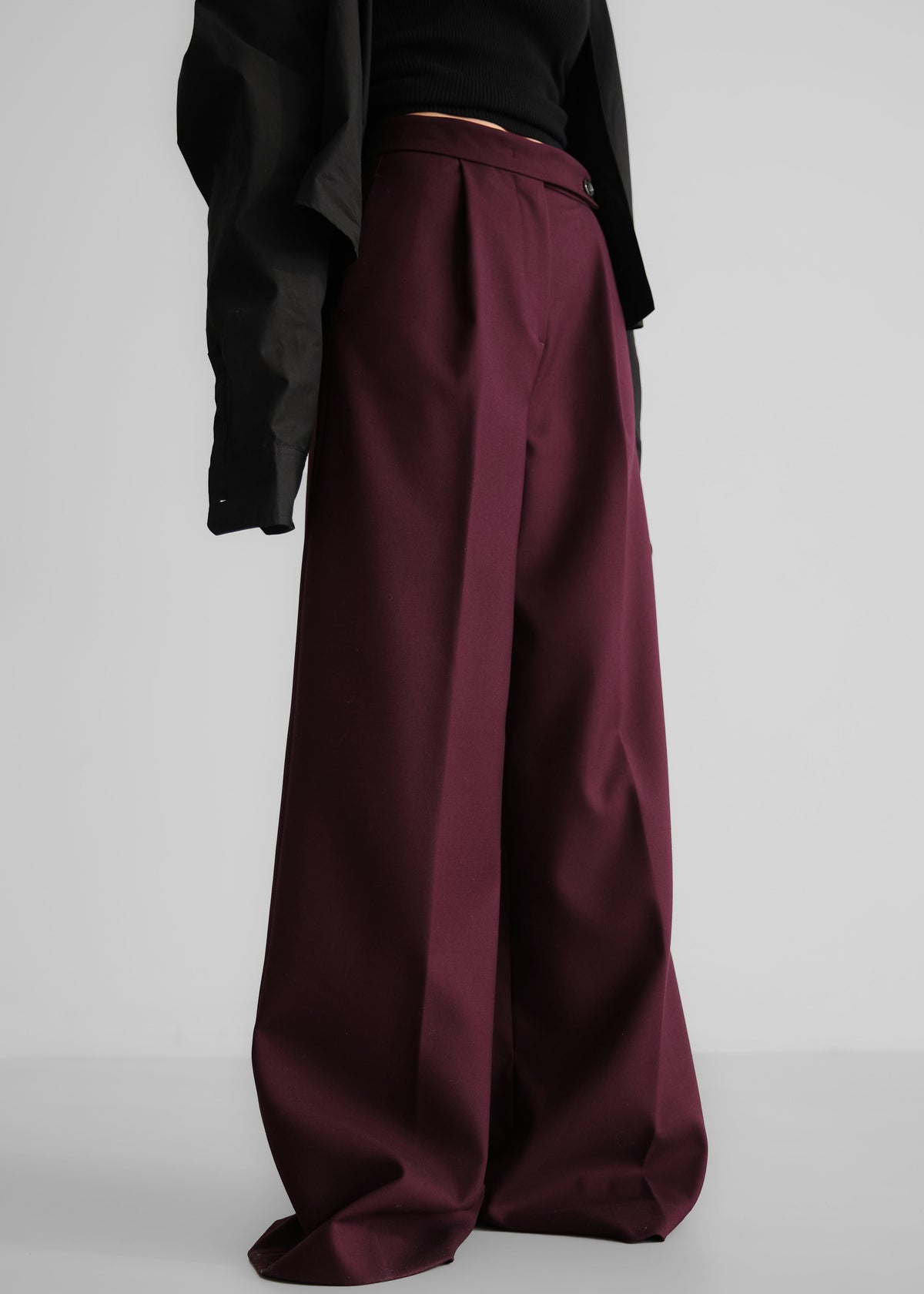 Kamila Wide Leg Trousers - Burgundy - 11