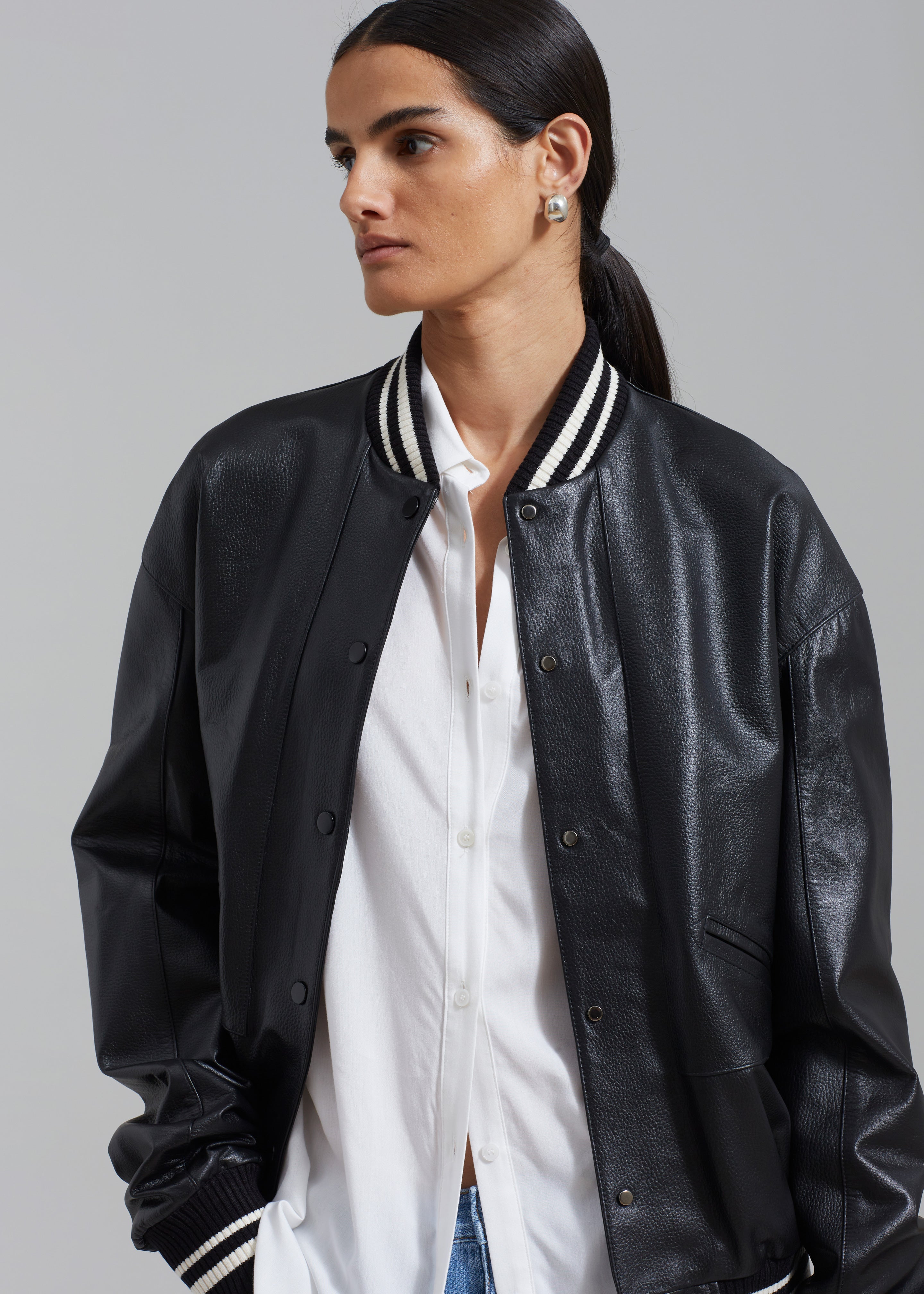 Killian Leather Varsity Jacket - Black - 6