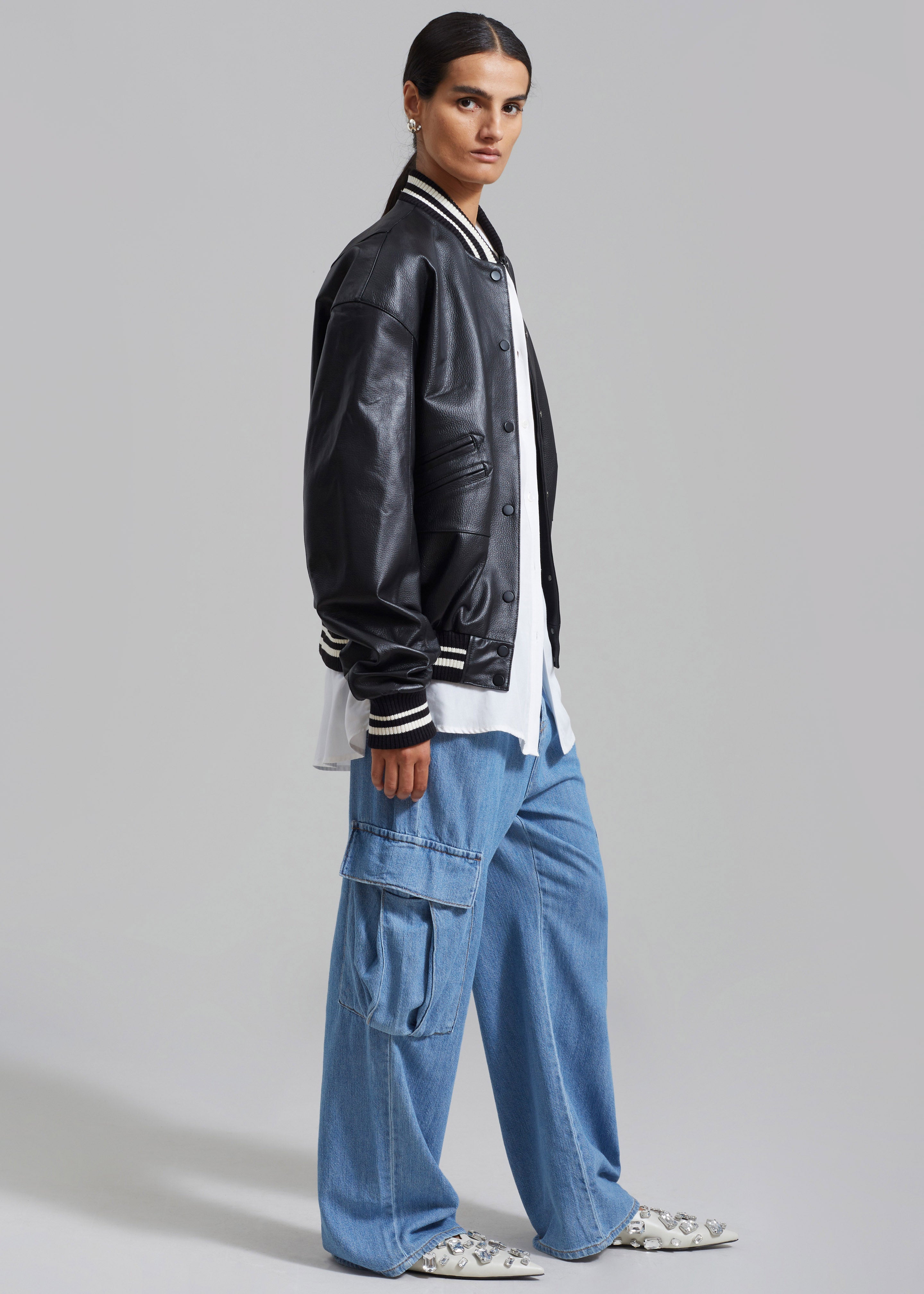 Killian Leather Varsity Jacket - Black - 8