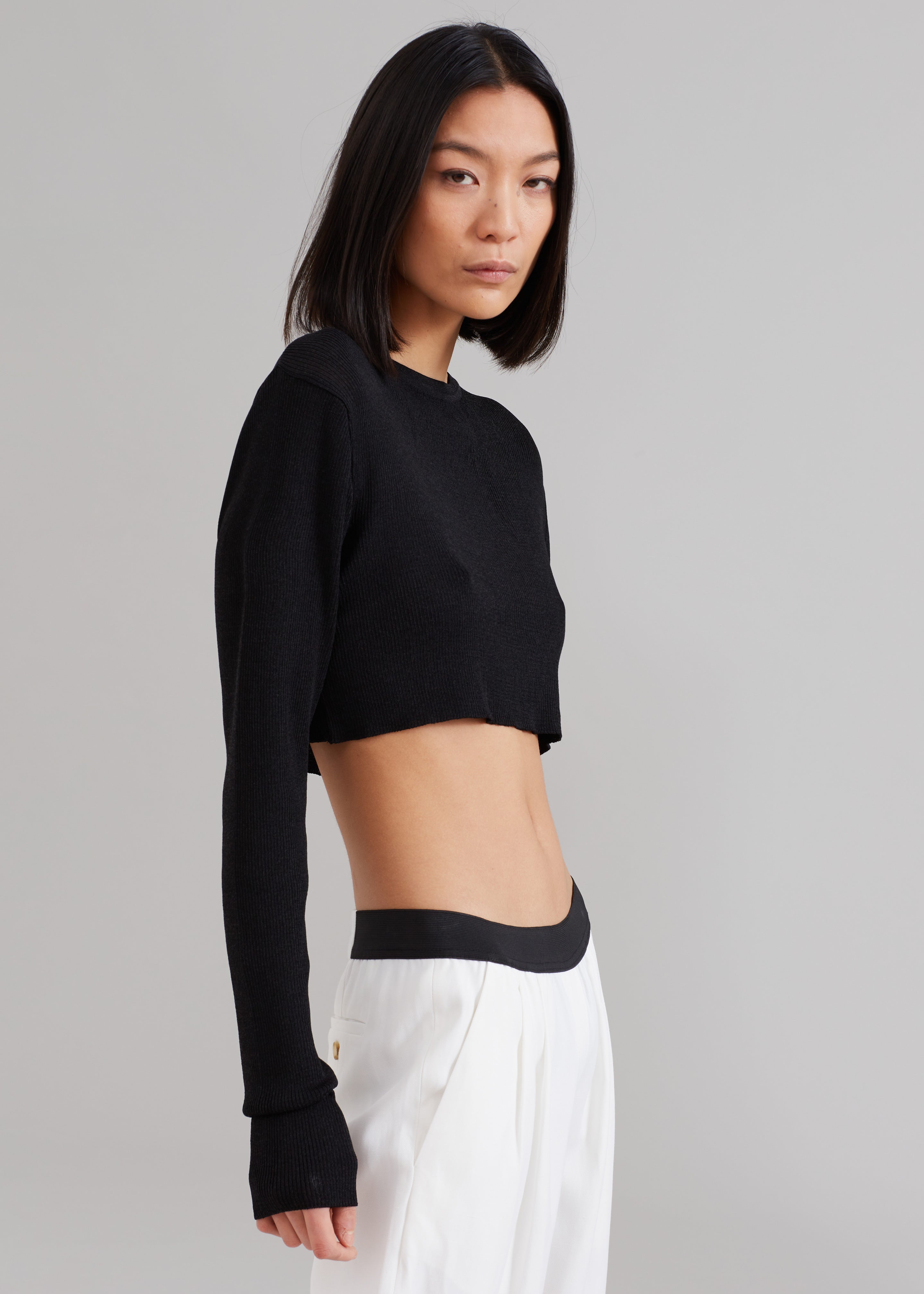 Kaz Cropped Knit Top - Black - 4