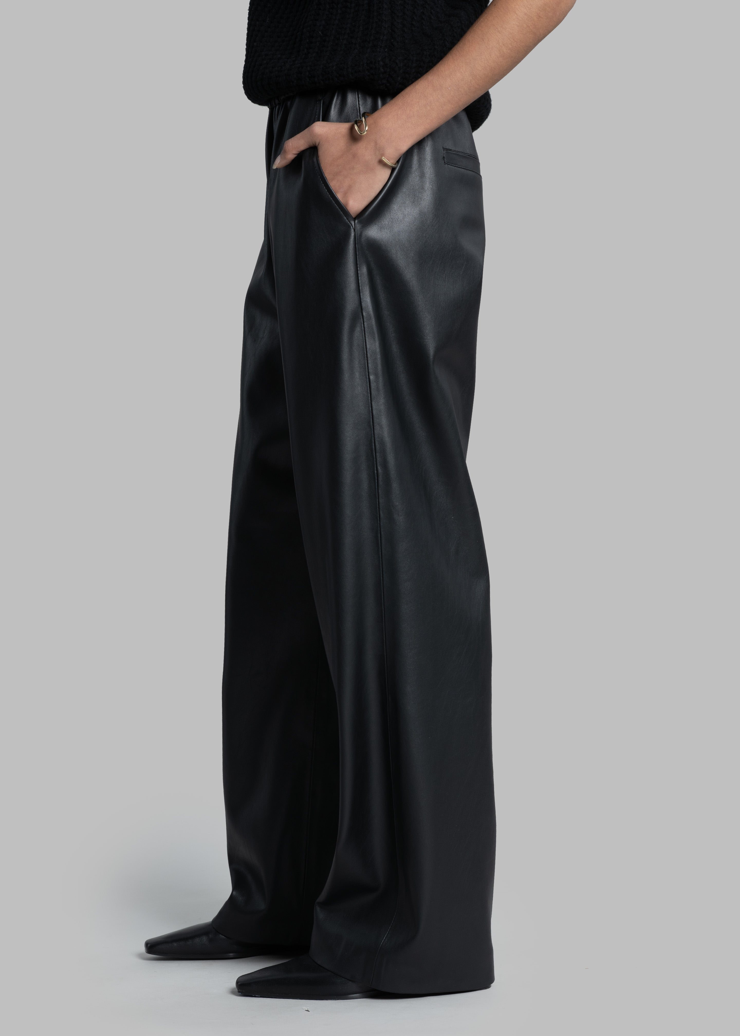 Kelan Faux Leather Pants - Black - 4