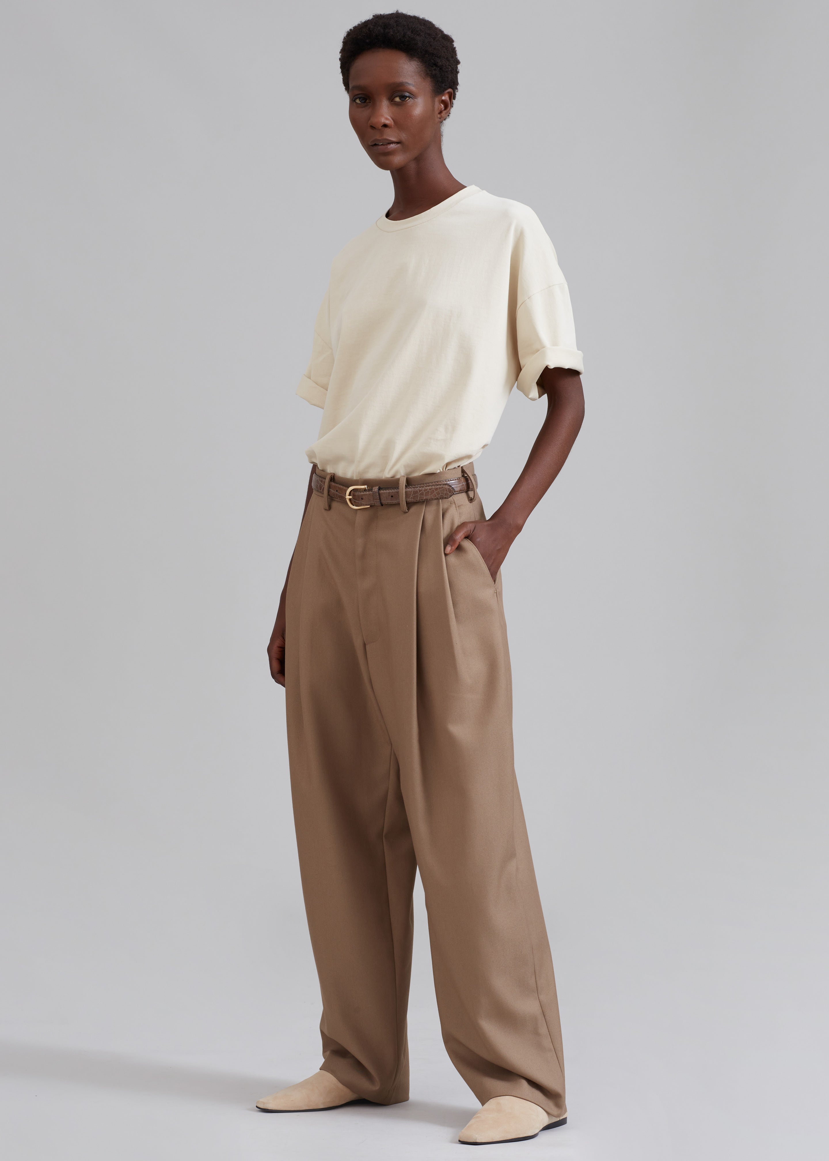Kerena Pintuck Pants - Taupe - 3