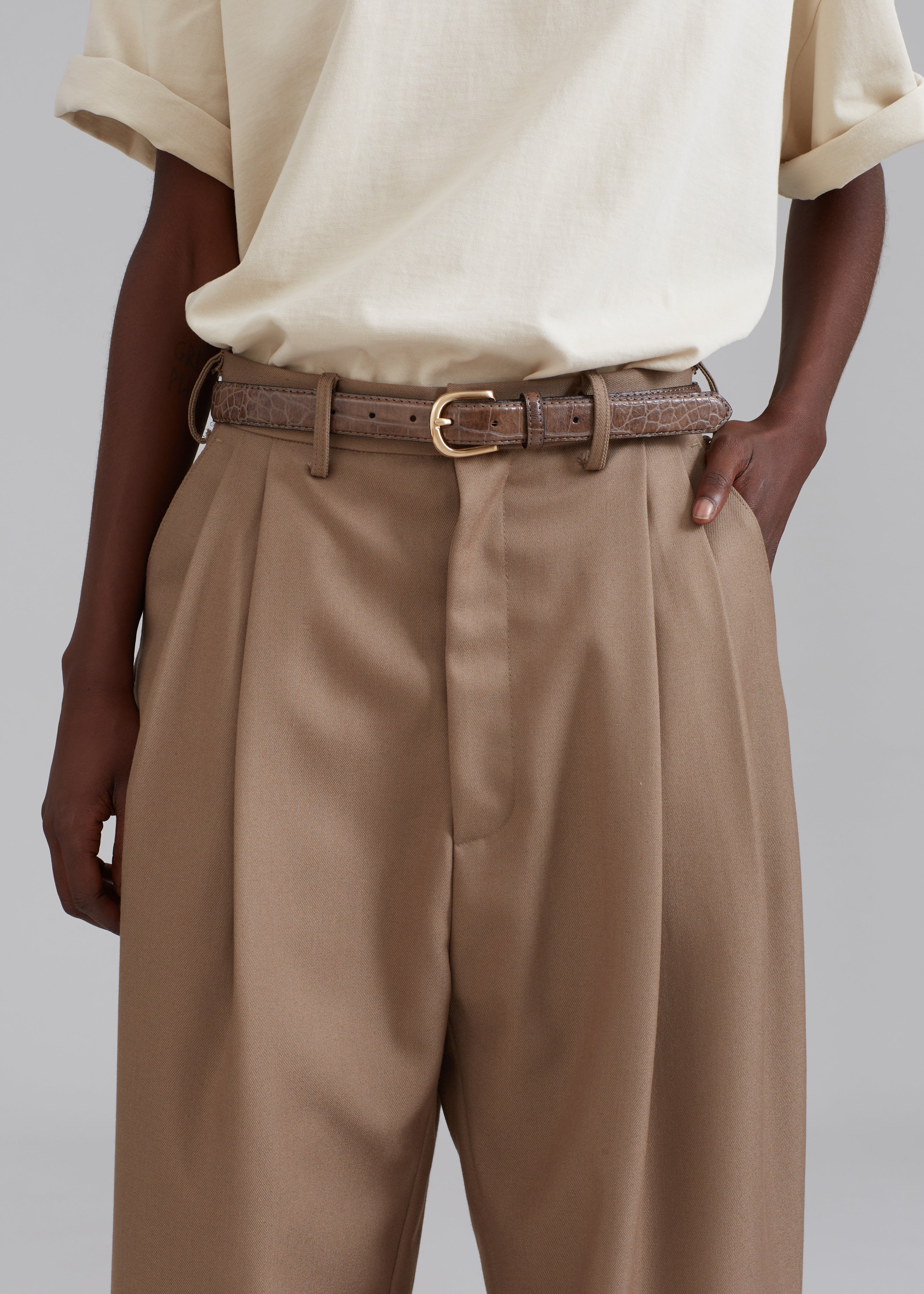 Kerena Pintuck Pants - Taupe - 4