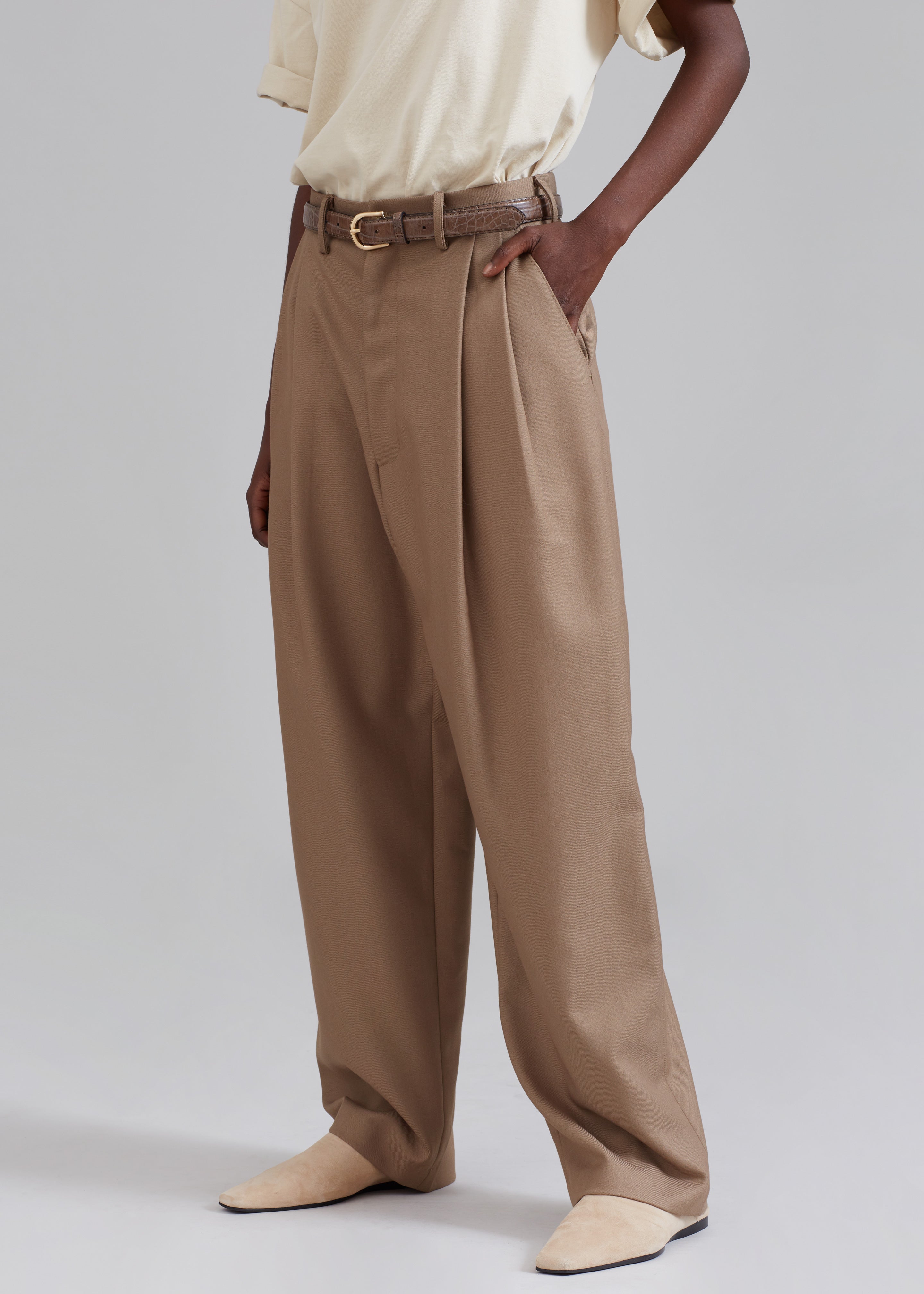 Kerena Pintuck Pants - Taupe - 2