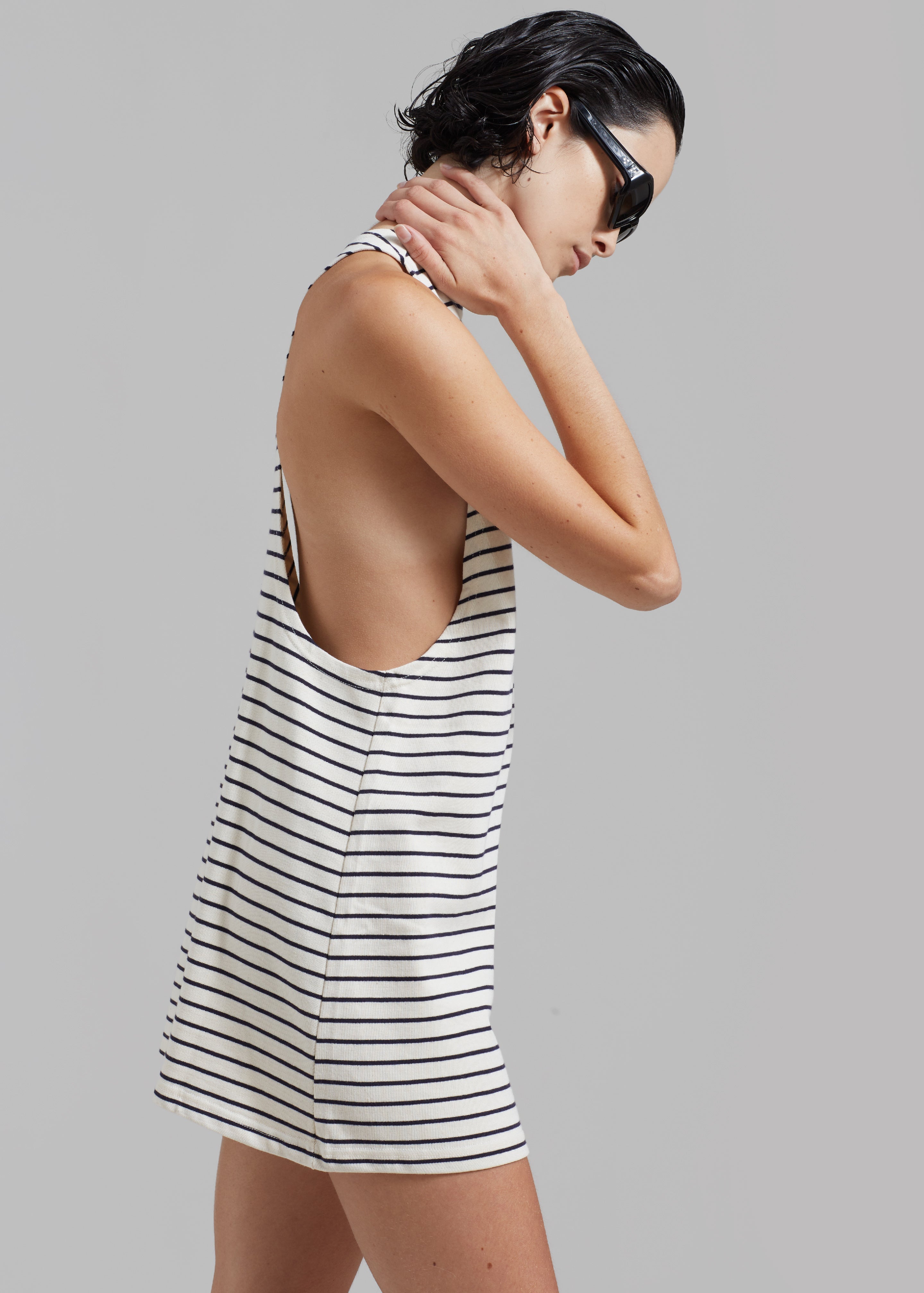 Lindsay Halter Dress - Navy Stripe - 4