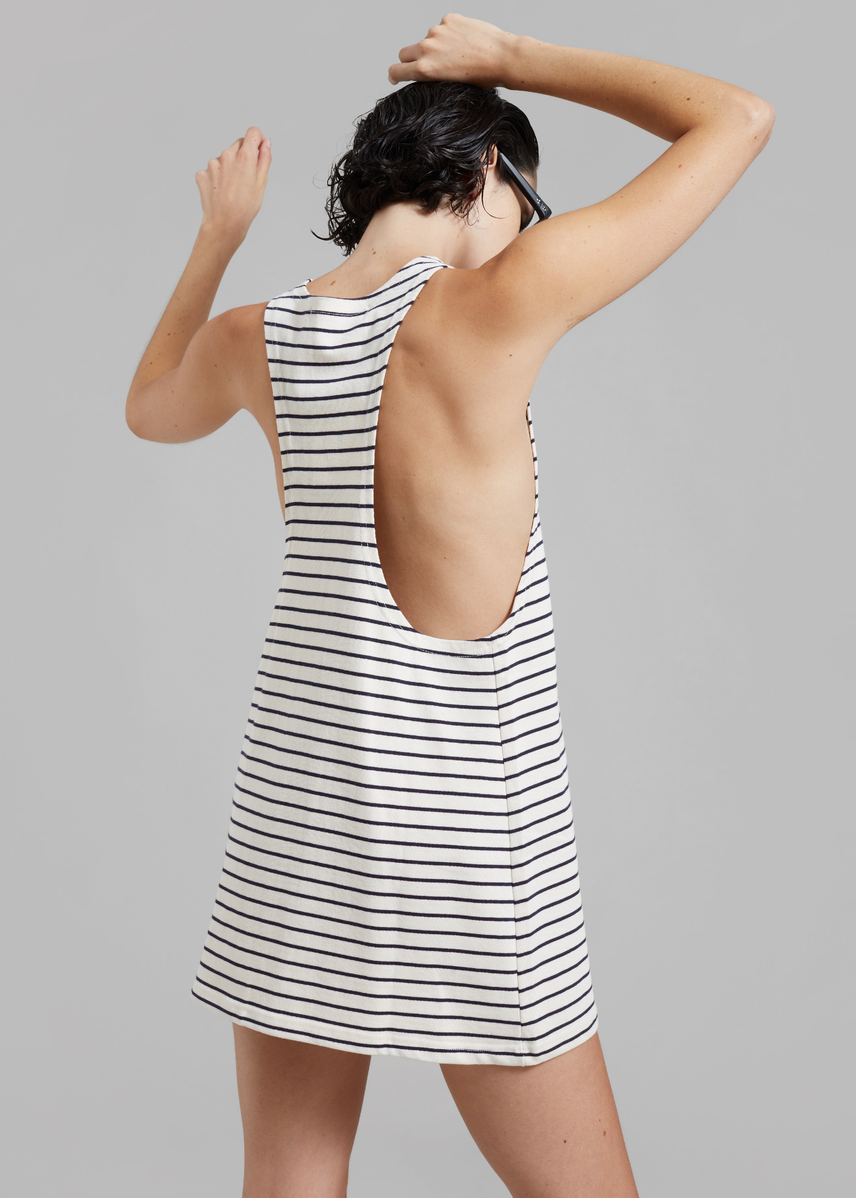 Lindsay Halter Dress - Navy Stripe - 2