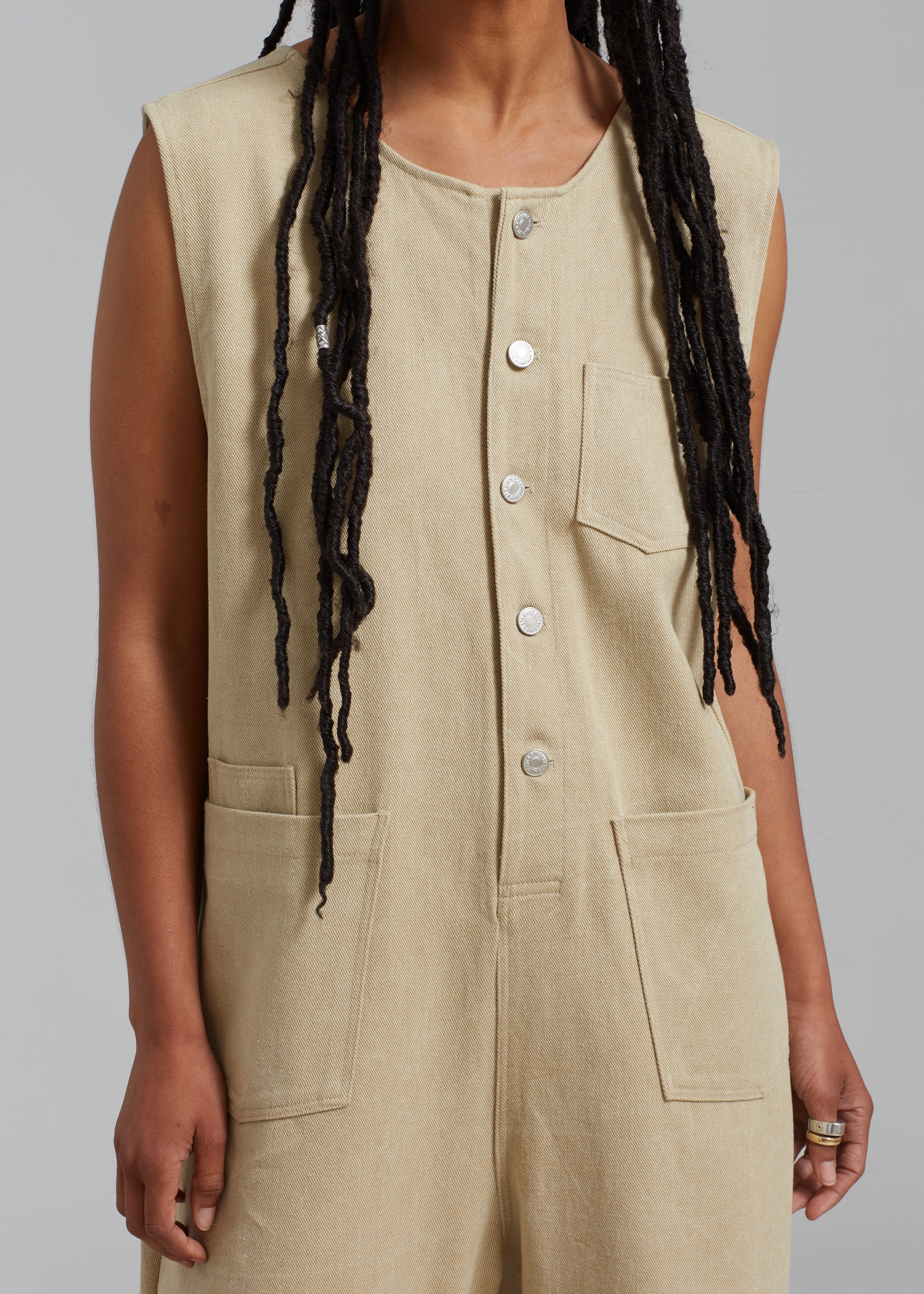Liv Denim Jumpsuit - Beige - 3