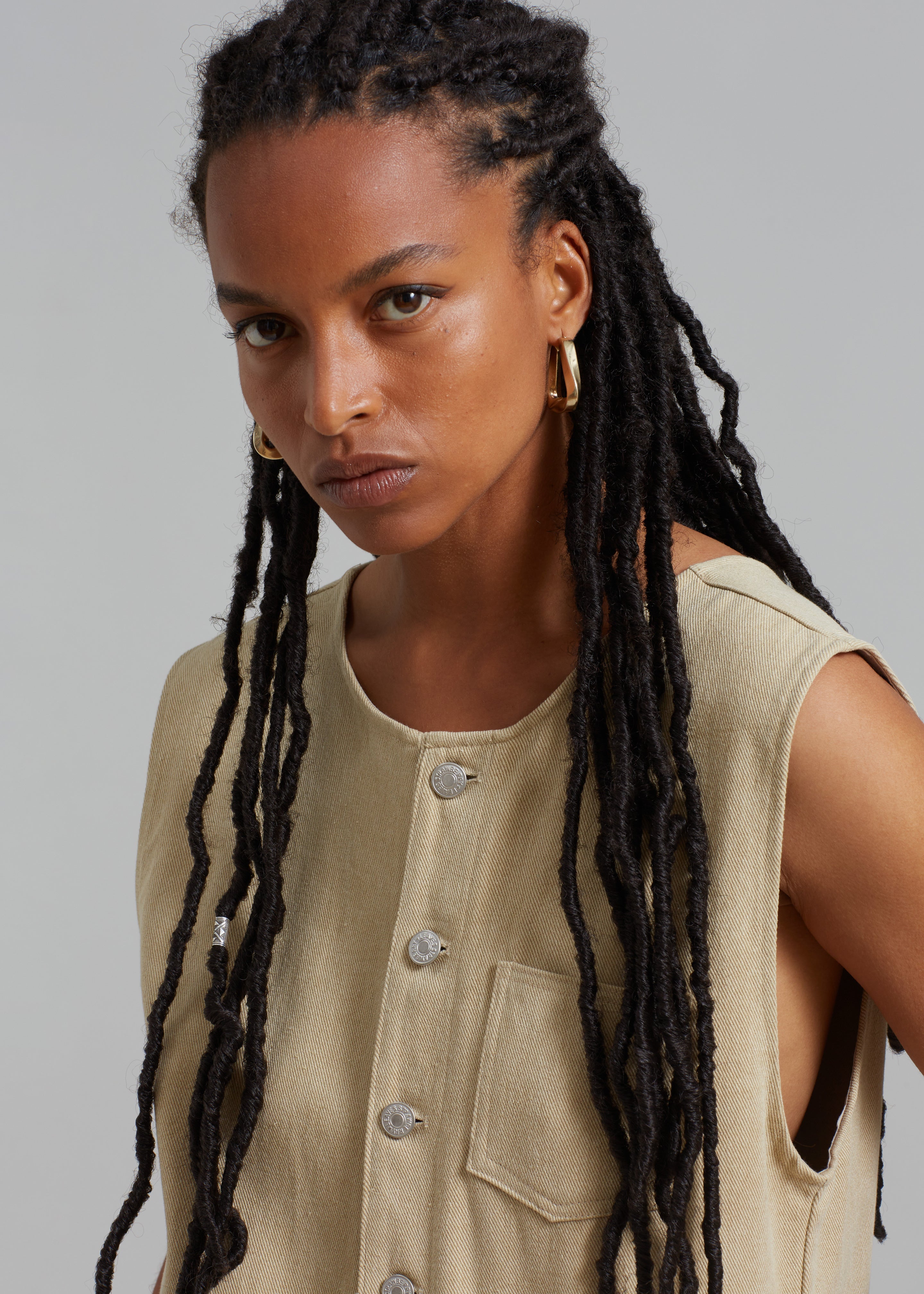 Liv Denim Jumpsuit - Beige - 5