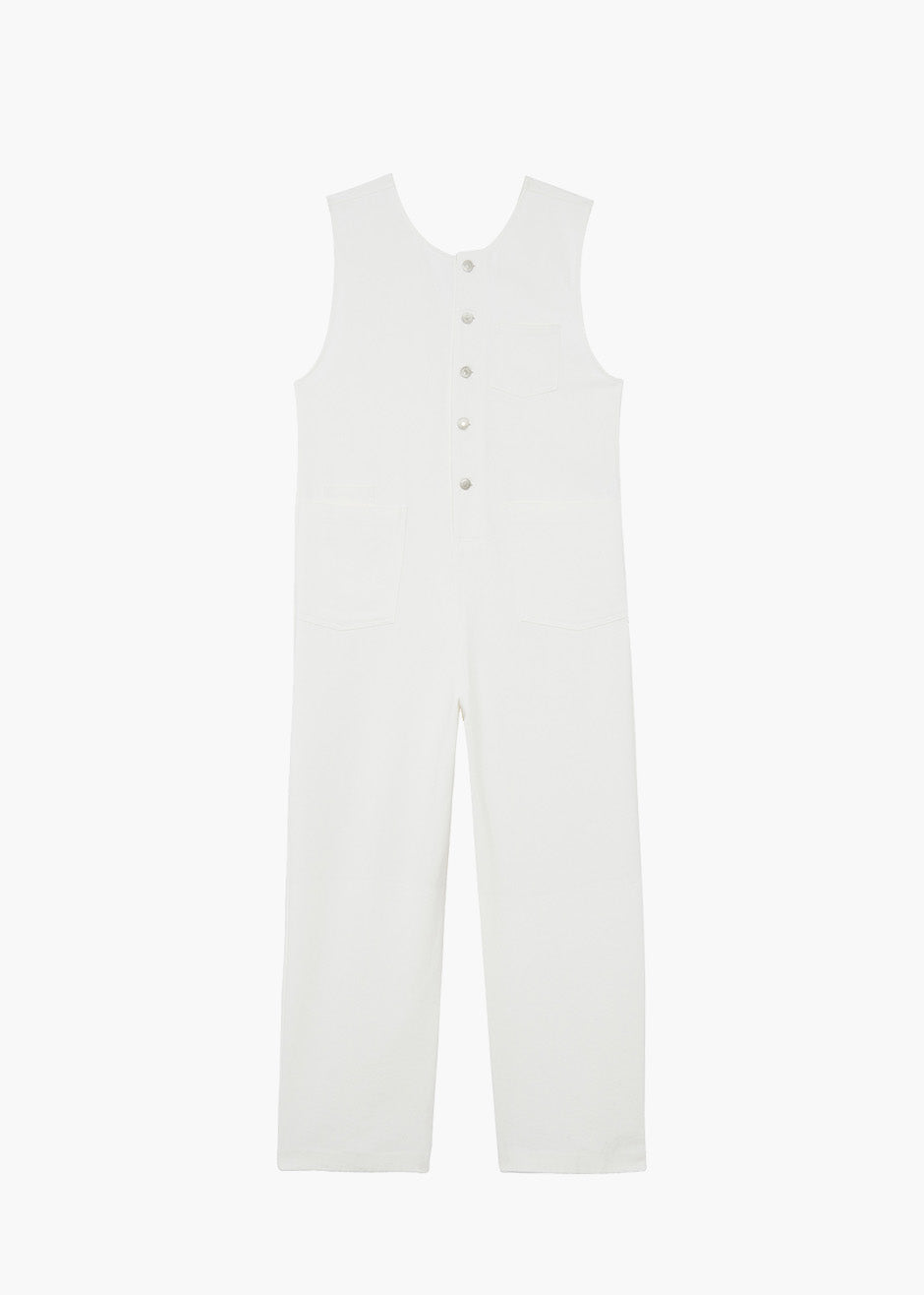 Liv Denim Jumpsuit - White - 8