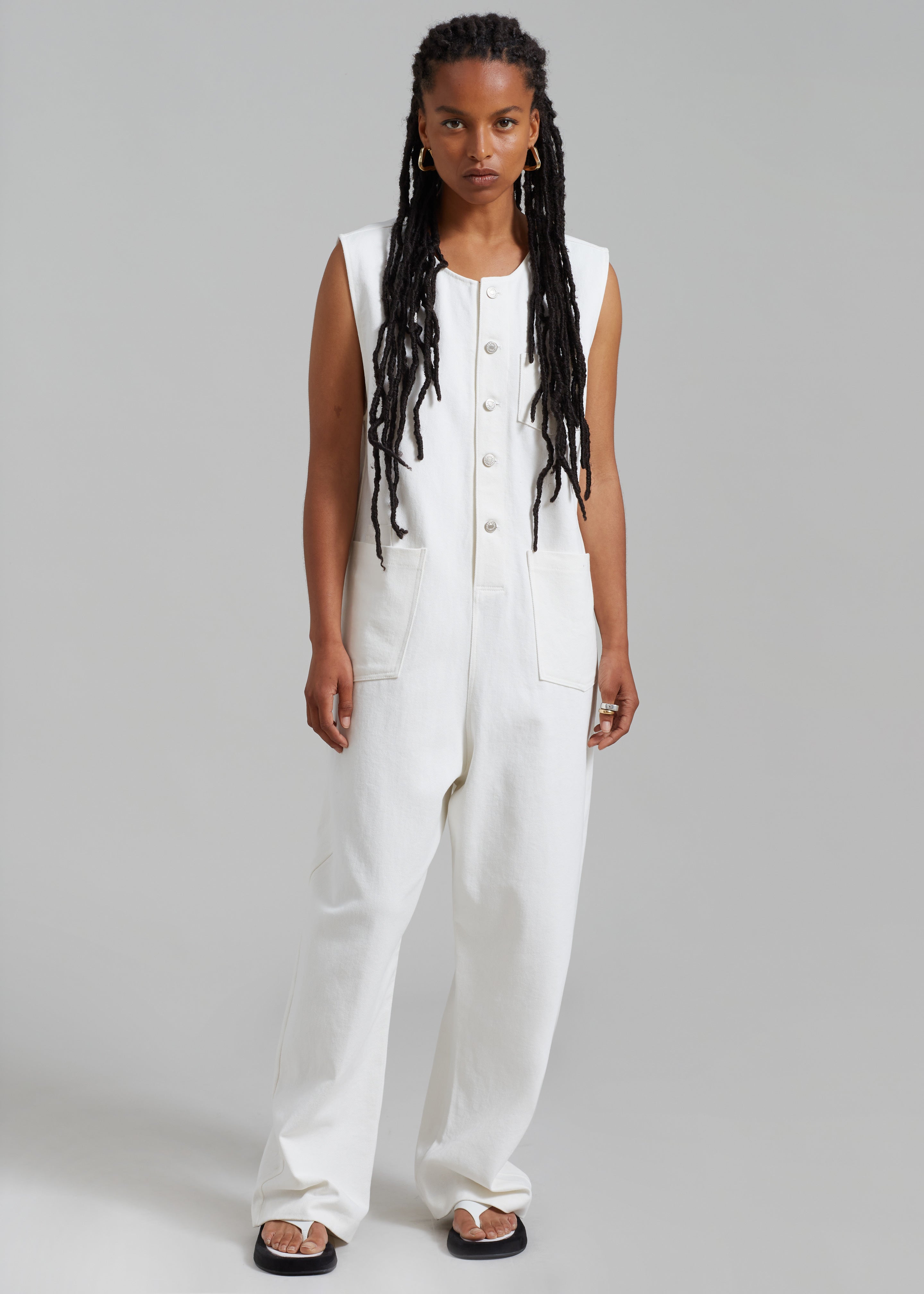 Liv Denim Jumpsuit - White - 7