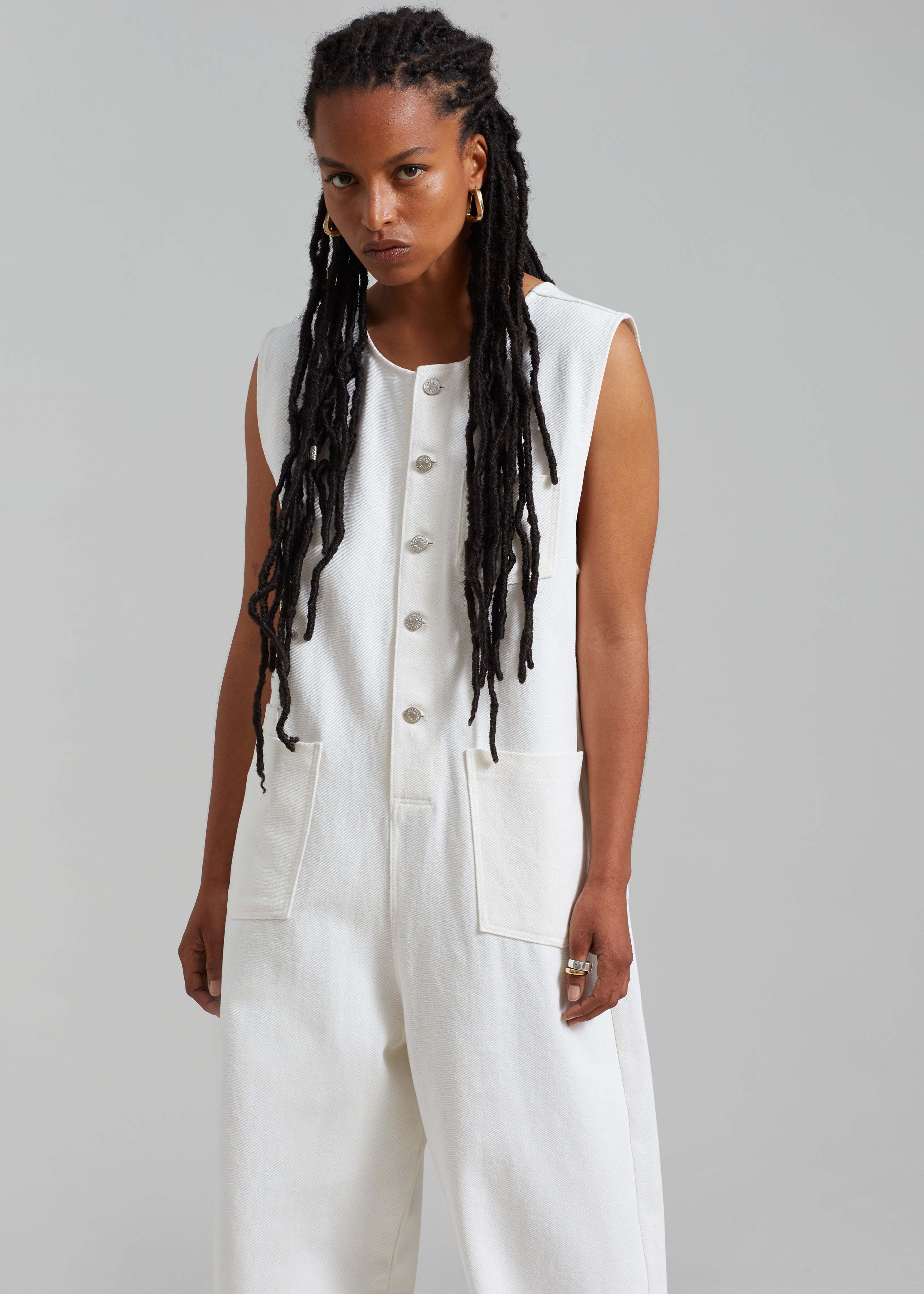 Liv Denim Jumpsuit - White - 6