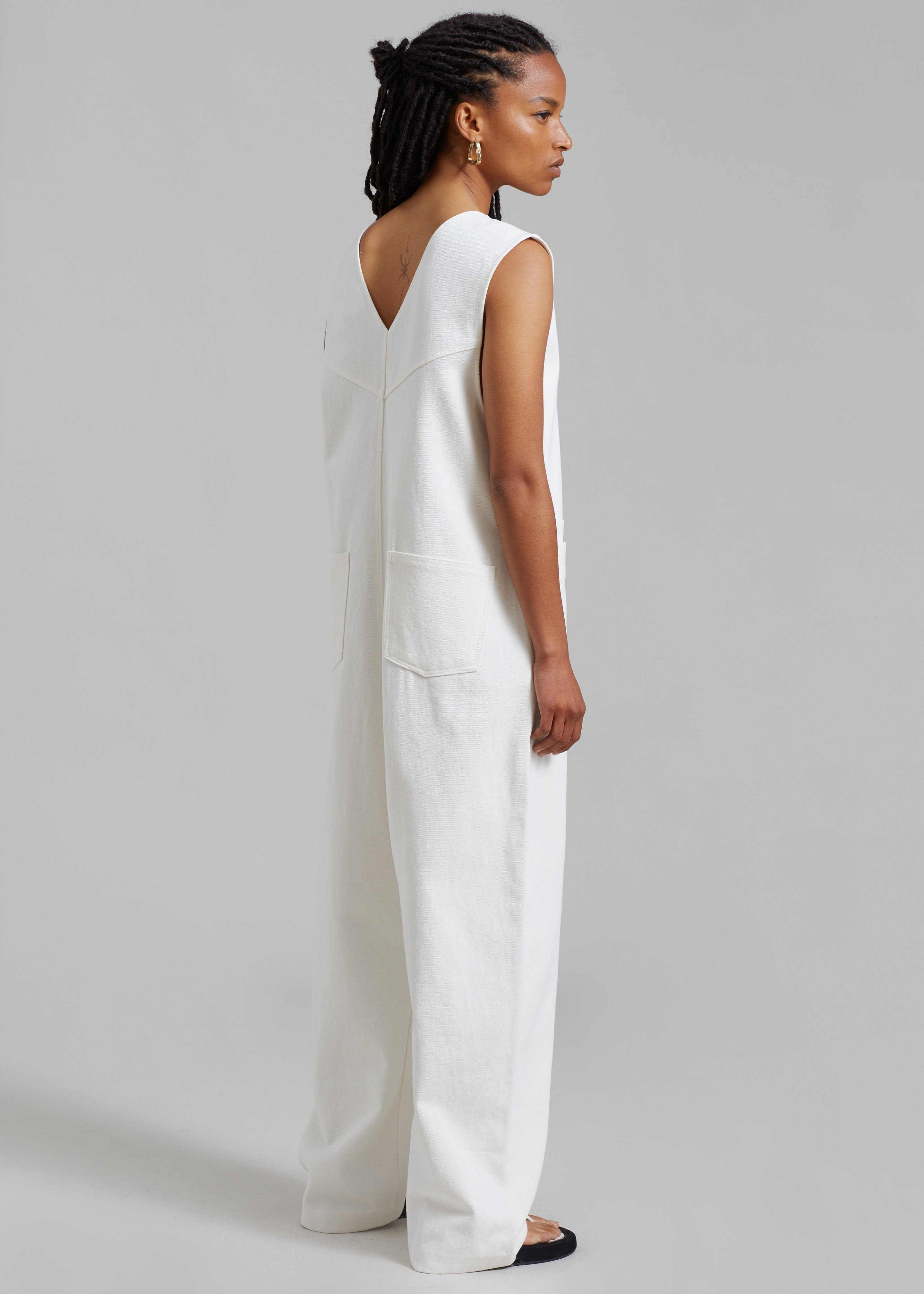 Liv Denim Jumpsuit - White - 2