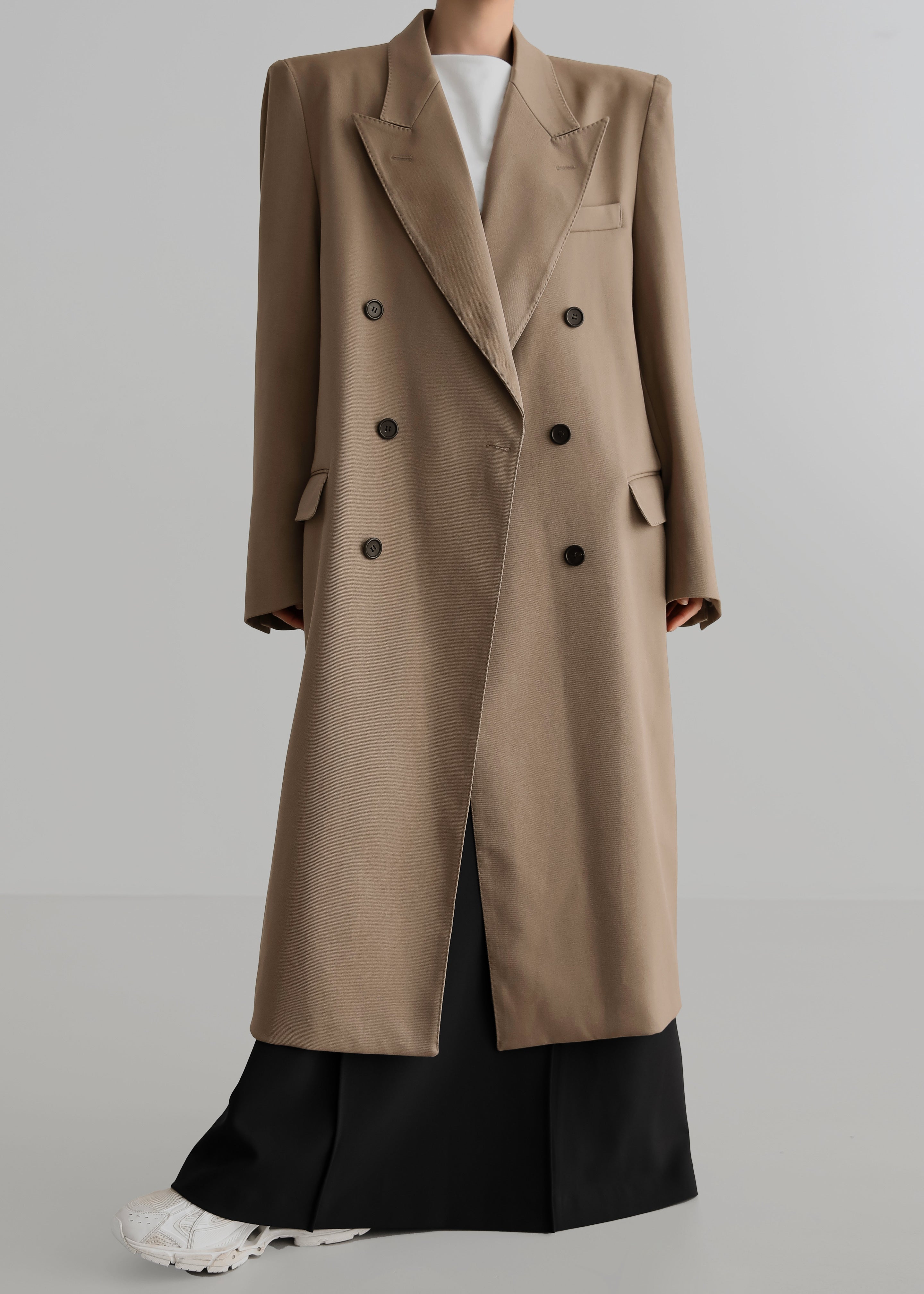 London Double Breasted Coat - Taupe - 6