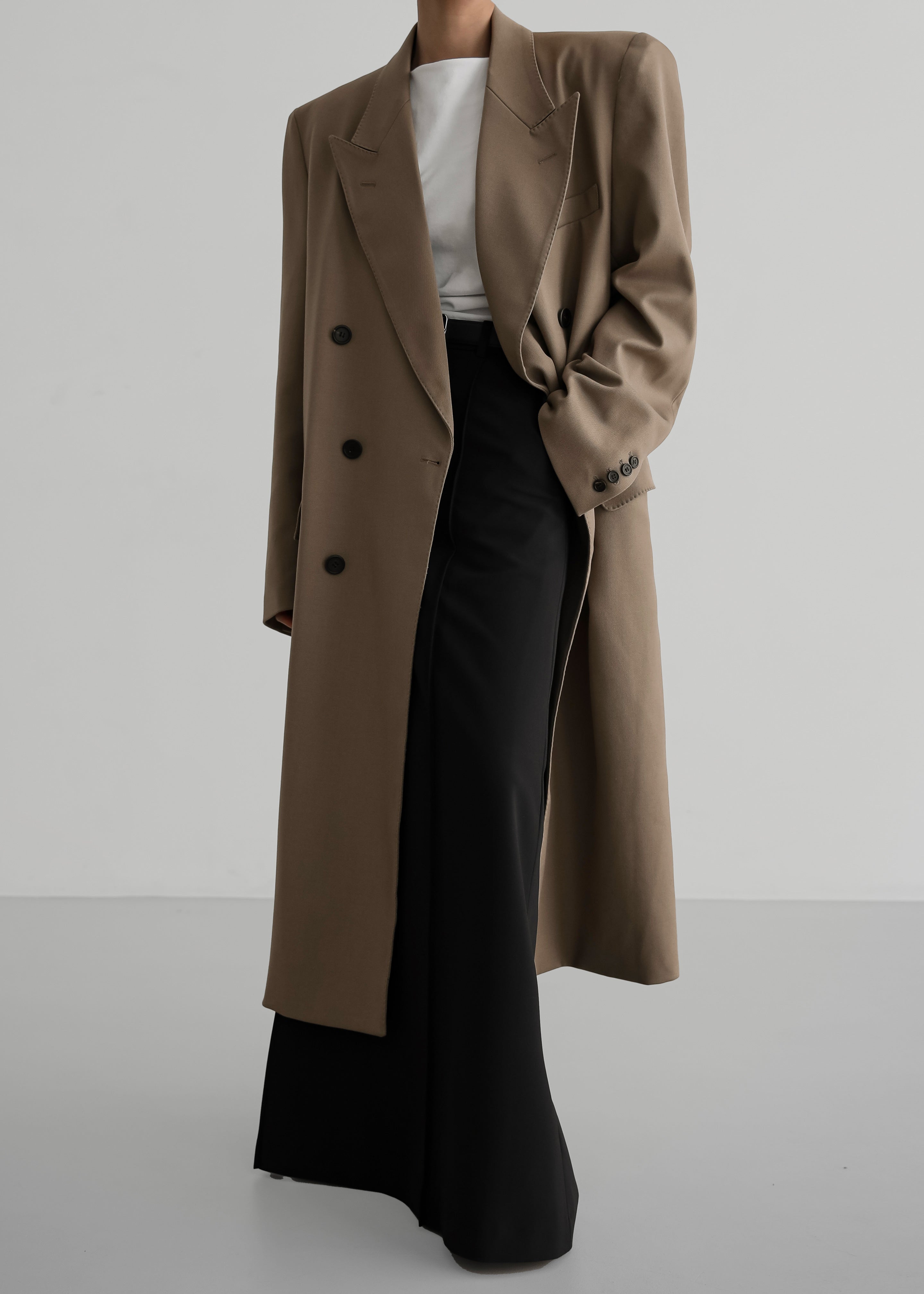London Double Breasted Coat - Taupe - 1