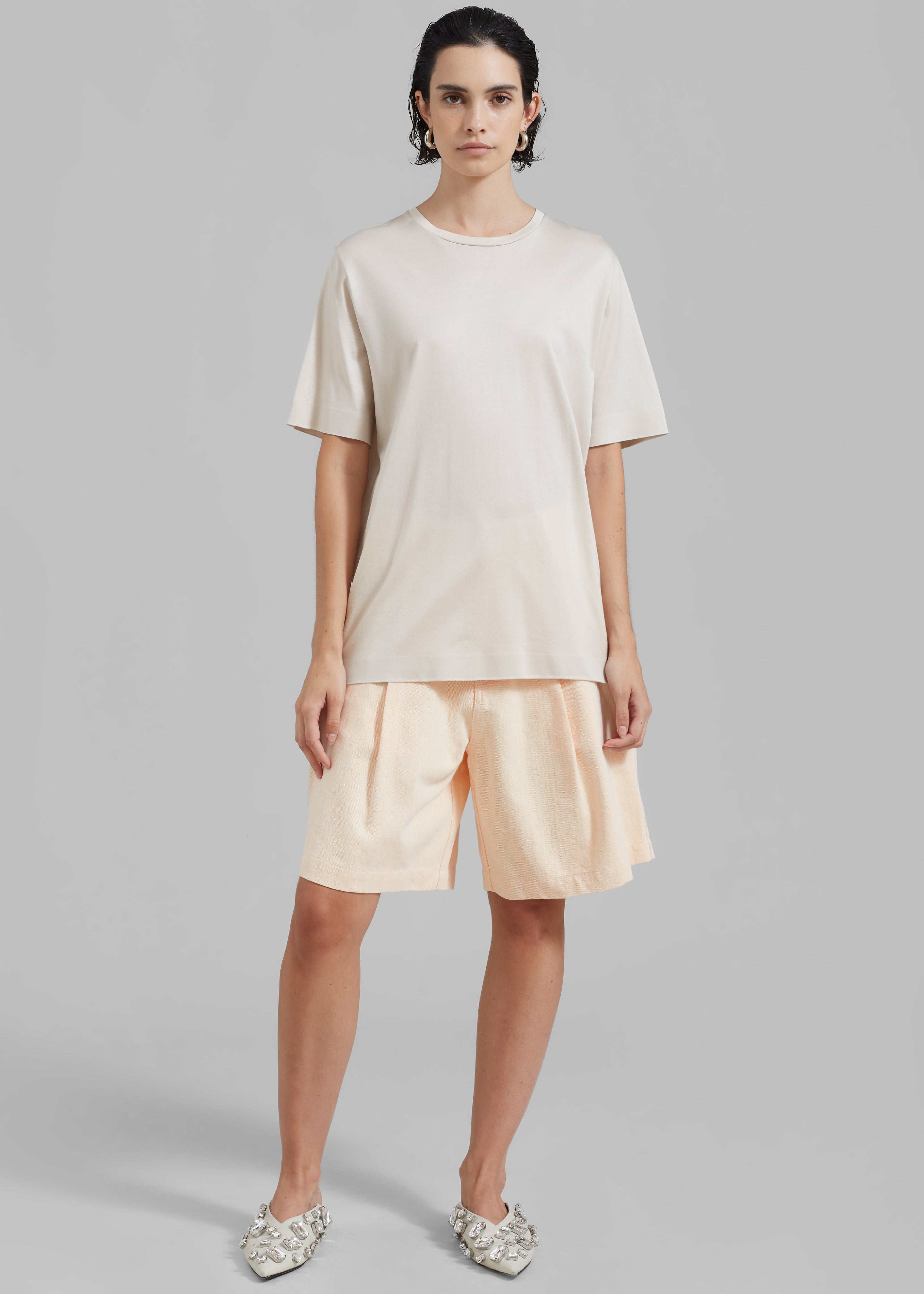 Lou Denim Bermuda Shorts - Light Apricot - 1